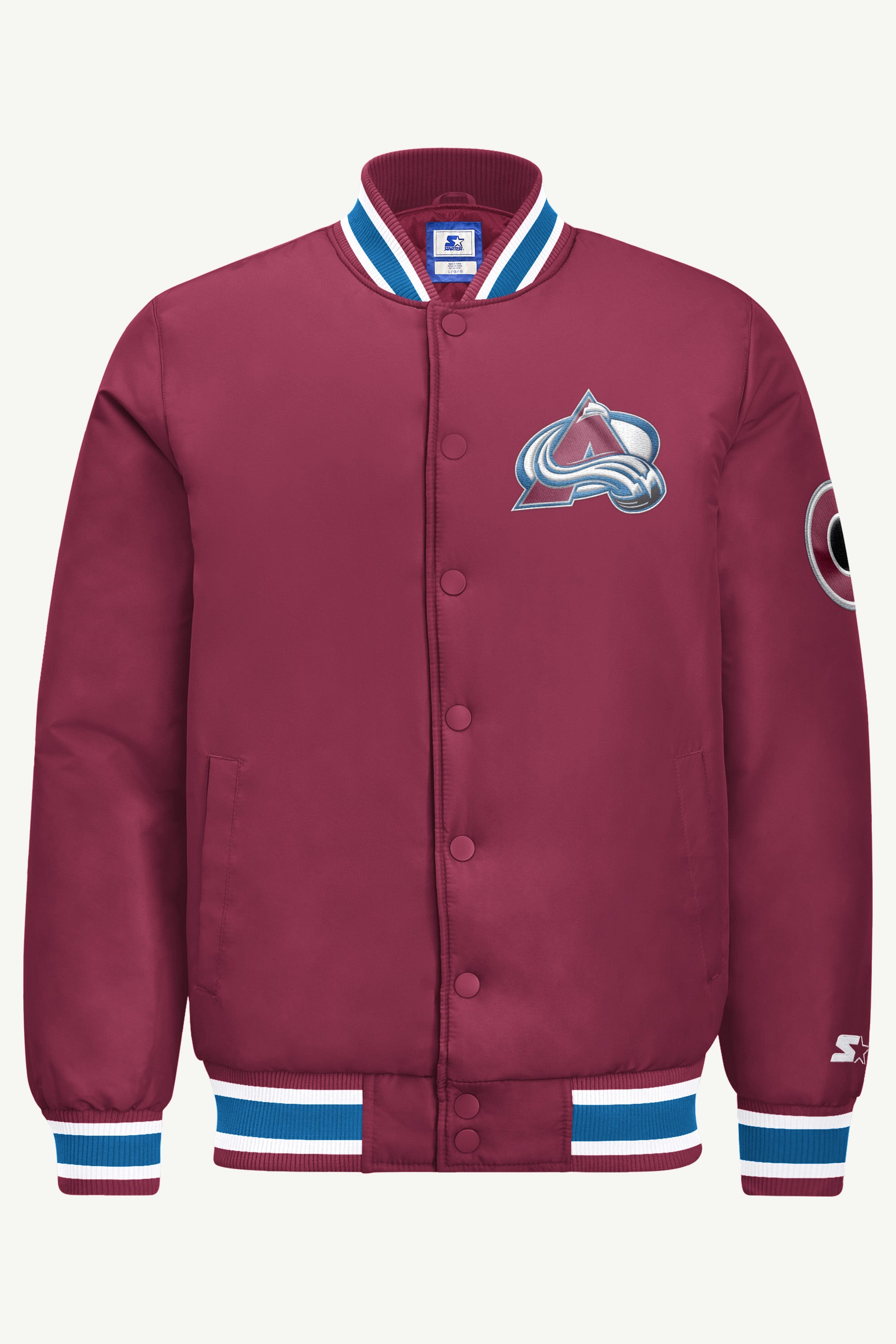 MENS COLORADO AVALANCHE GAME DAY SATIN VARSITY JACKET View 2