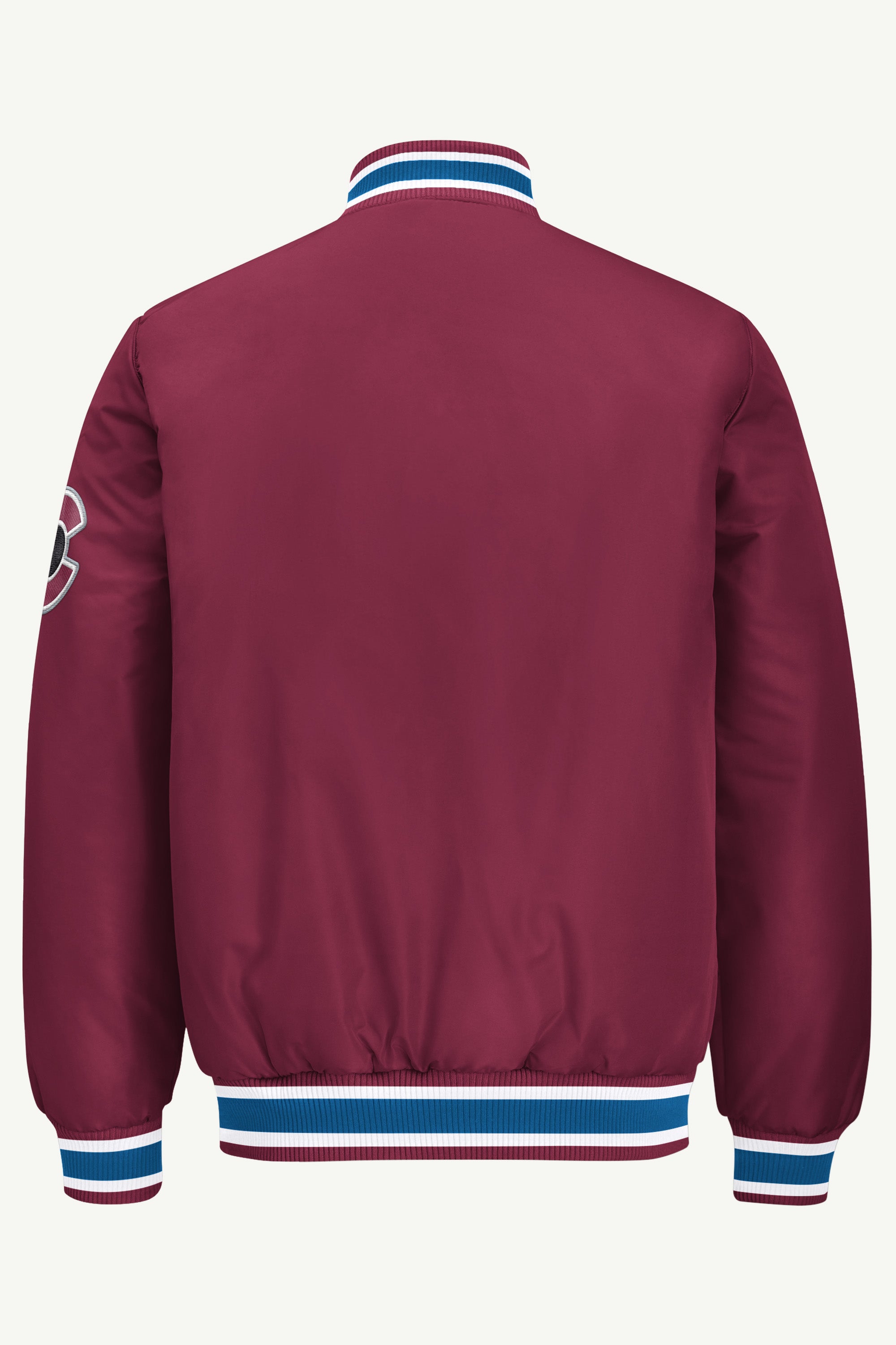 MENS COLORADO AVALANCHE GAME DAY SATIN VARSITY JACKET View 3