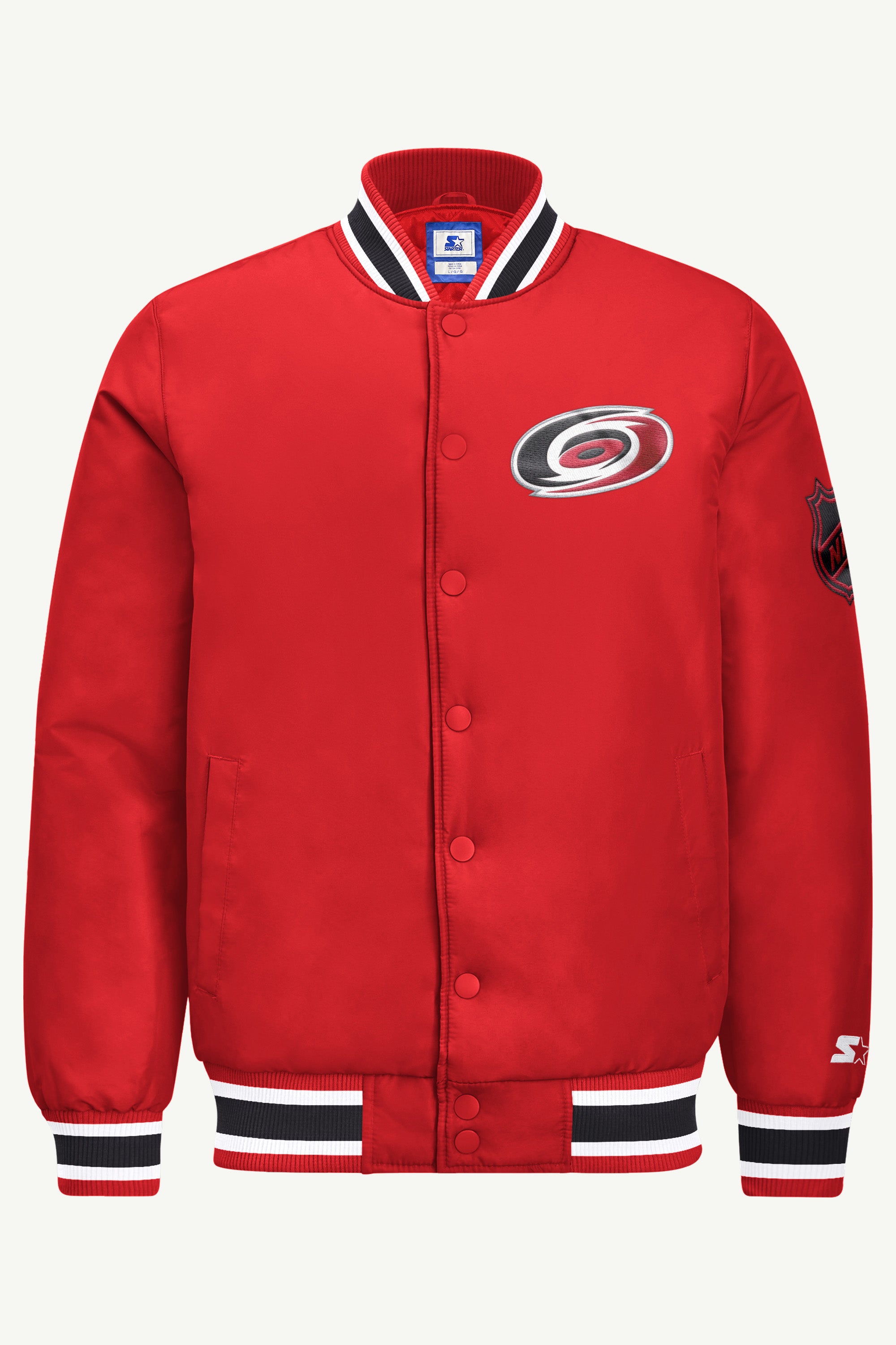 MENS CAROLINA HURRICANES GAME DAY SATIN VARSITY JACKET View 2