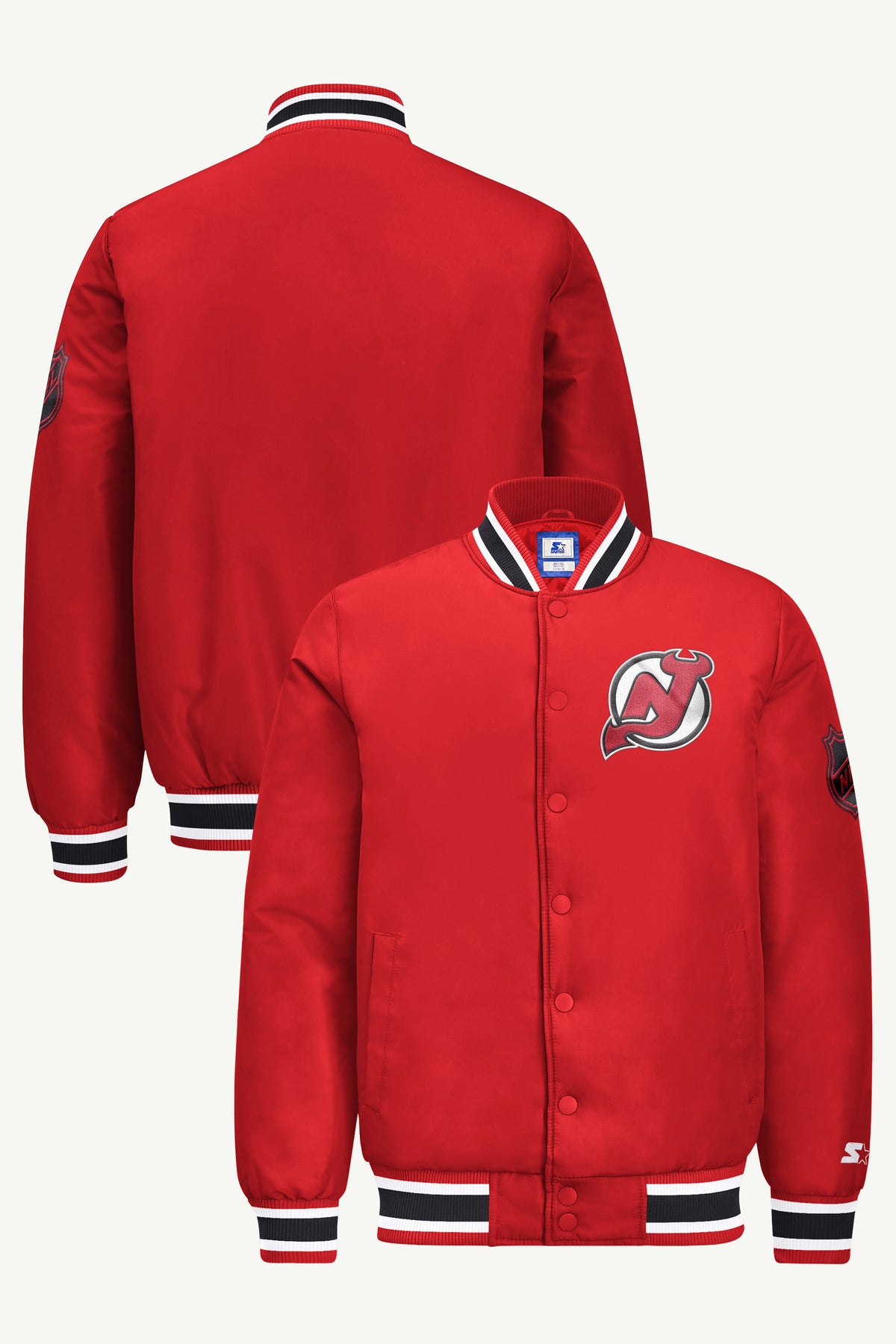 MENS NEW JERSEY DEVILS GAME DAY SATIN VARSITY JACKET View 1
