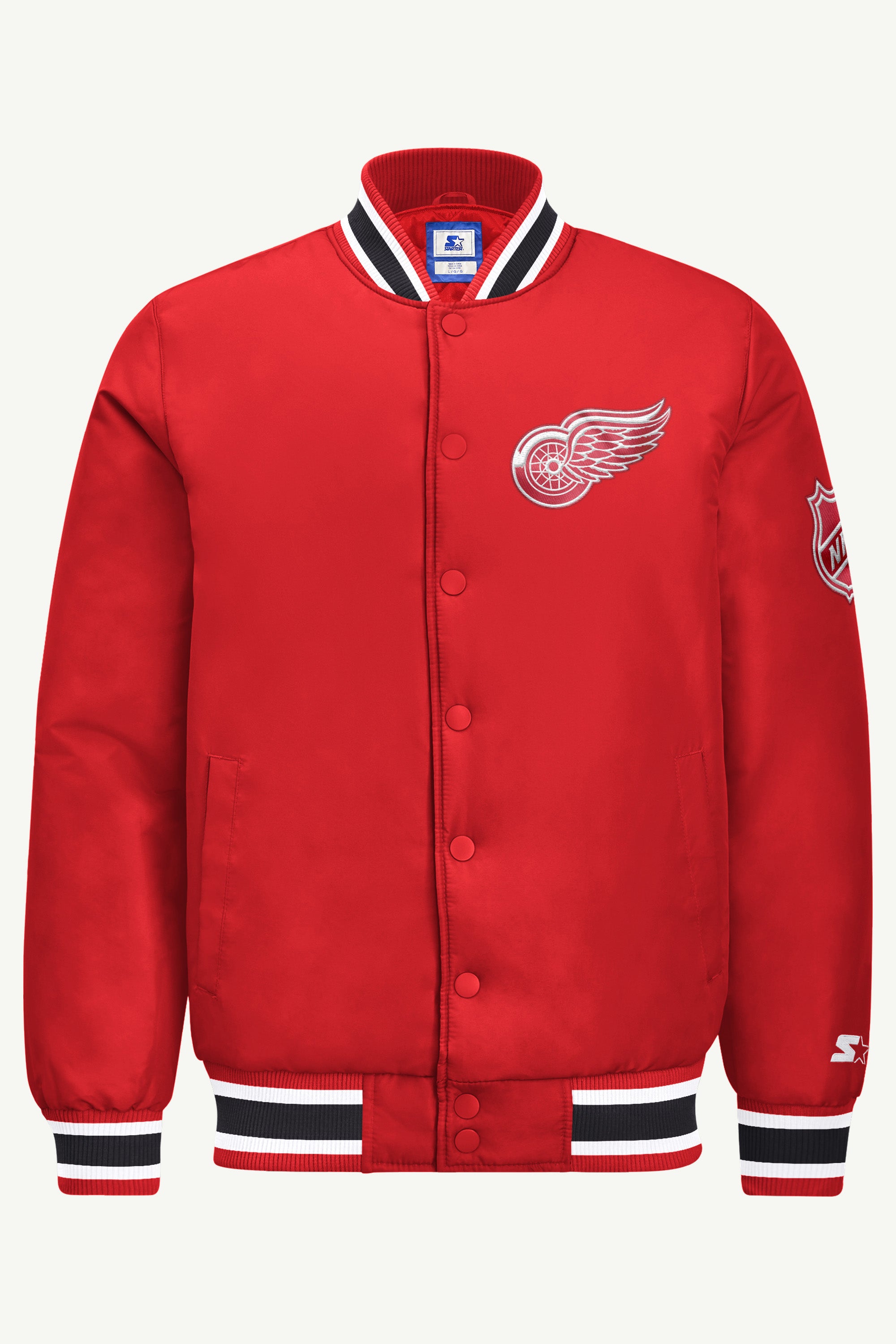 MENS DETROIT RED WINGS GAME DAY SATIN VARSITY JACKET View 2