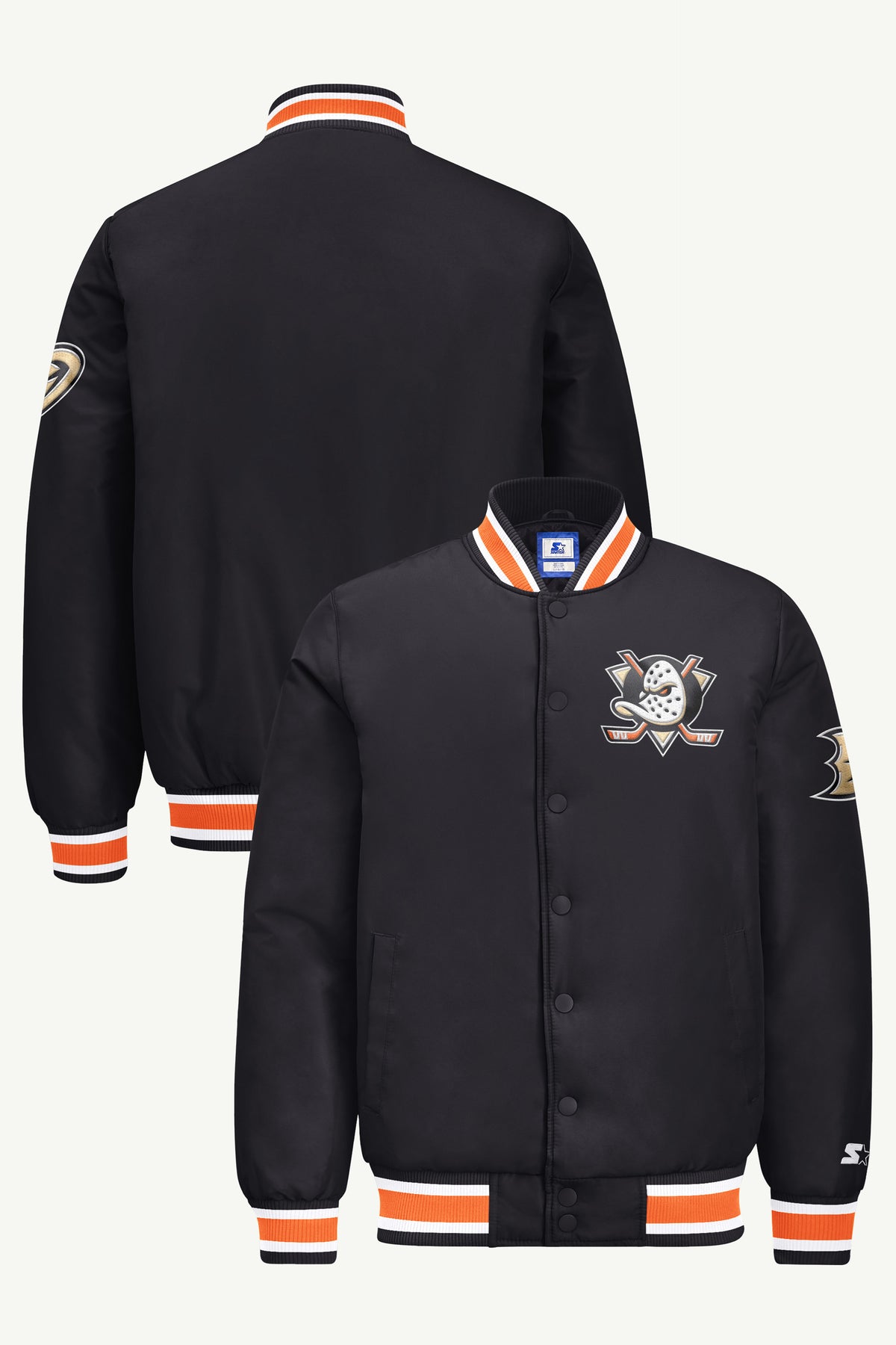 MENS MIGHTY DUCKS GAME DAY SATIN VARSITY JACKET View 1