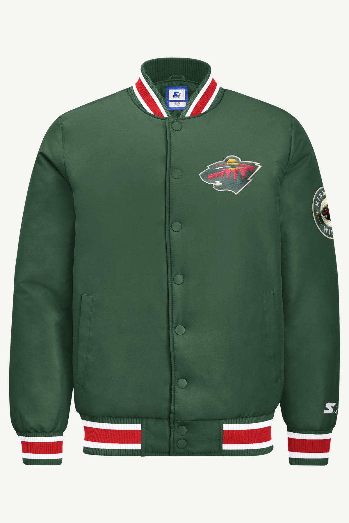 MENS MINNESOTA WILD GAME DAY SATIN VARSITY JACKET View 2
