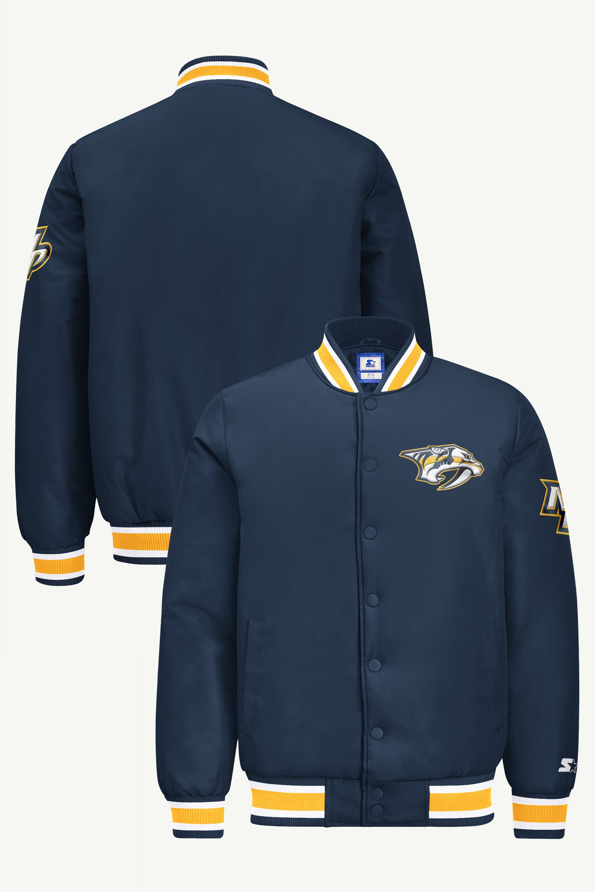 MENS NASHVILLE PREDATORS GAME DAY SATIN VARSITY JACKET View 1