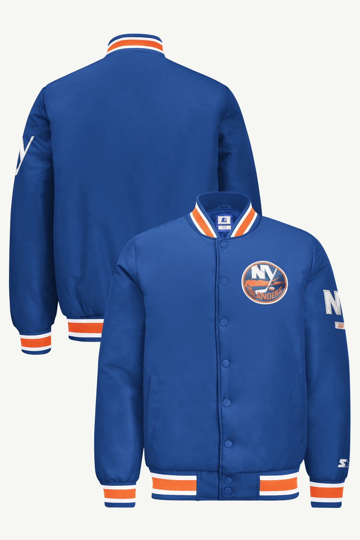MENS NEW YORK ISLANDERS GAME DAY SATIN VARSITY JACKET View 1
