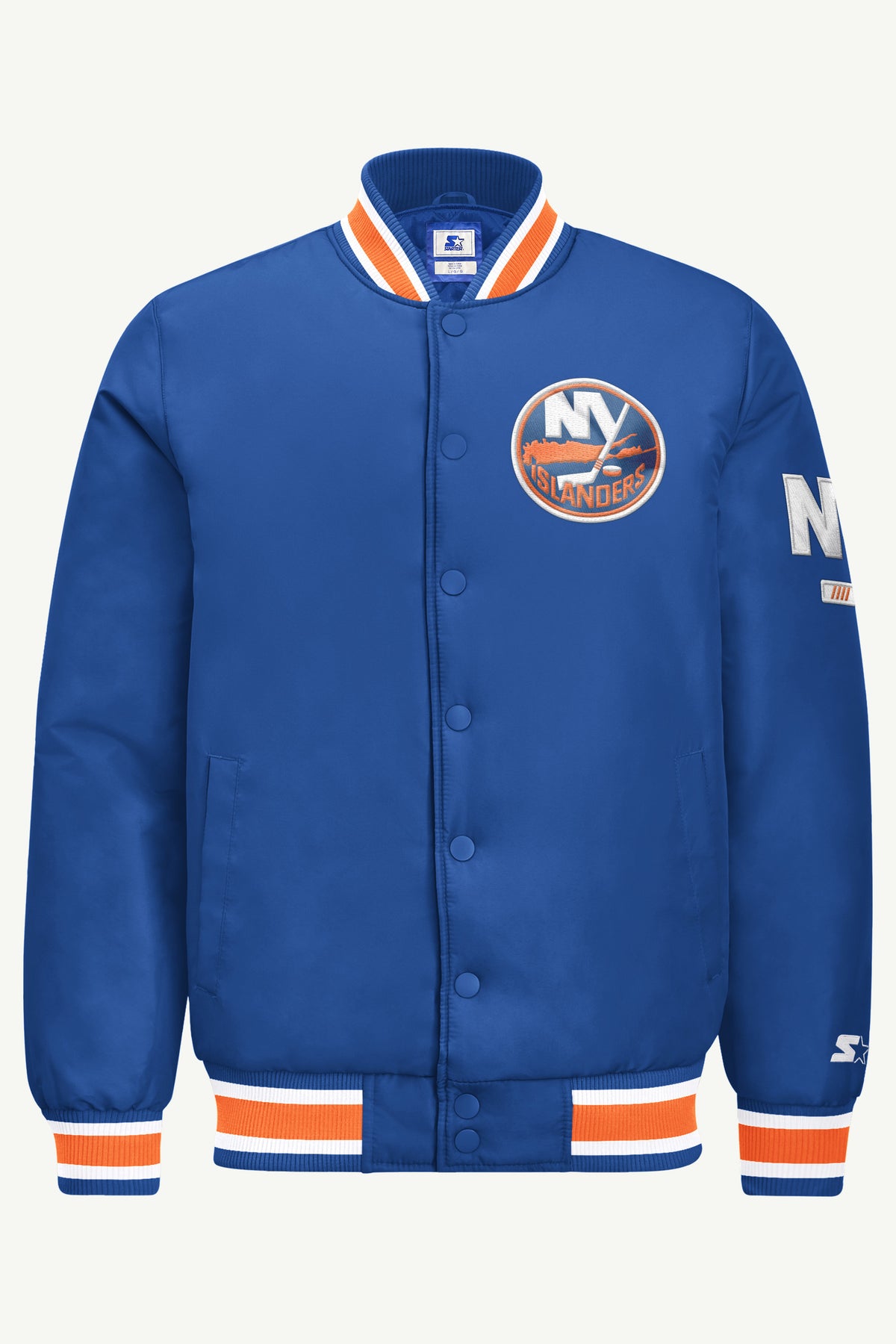MENS NEW YORK ISLANDERS GAME DAY SATIN VARSITY JACKET View 2
