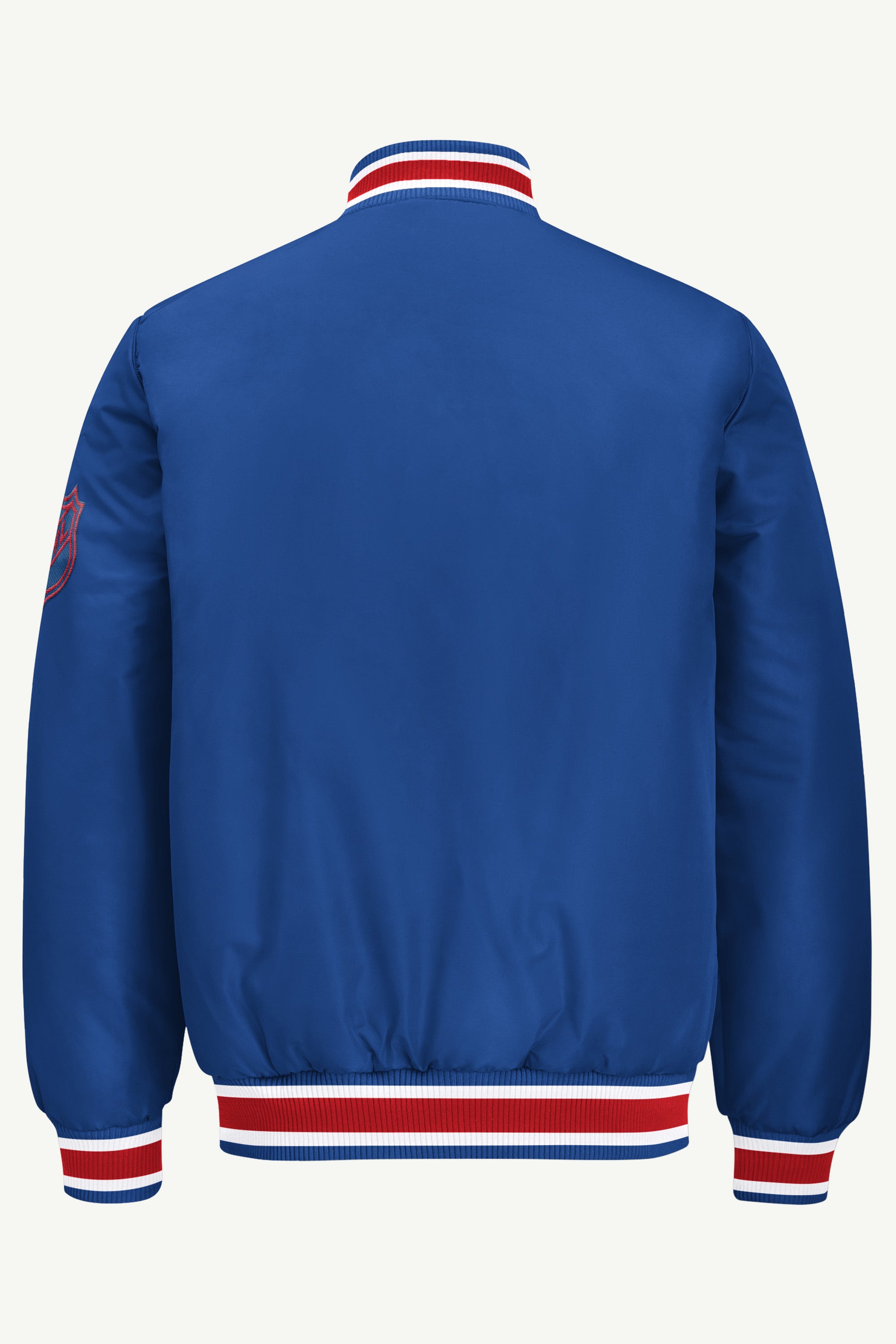 MENS NEW YORK RANGERS GAME DAY SATIN VARSITY JACKET View 3