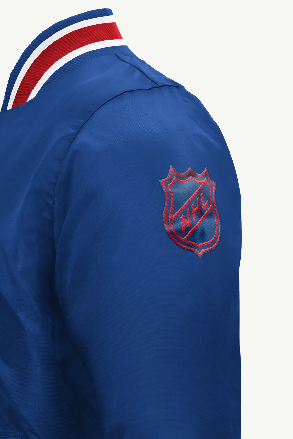 MENS NEW YORK RANGERS GAME DAY SATIN VARSITY JACKET View 4