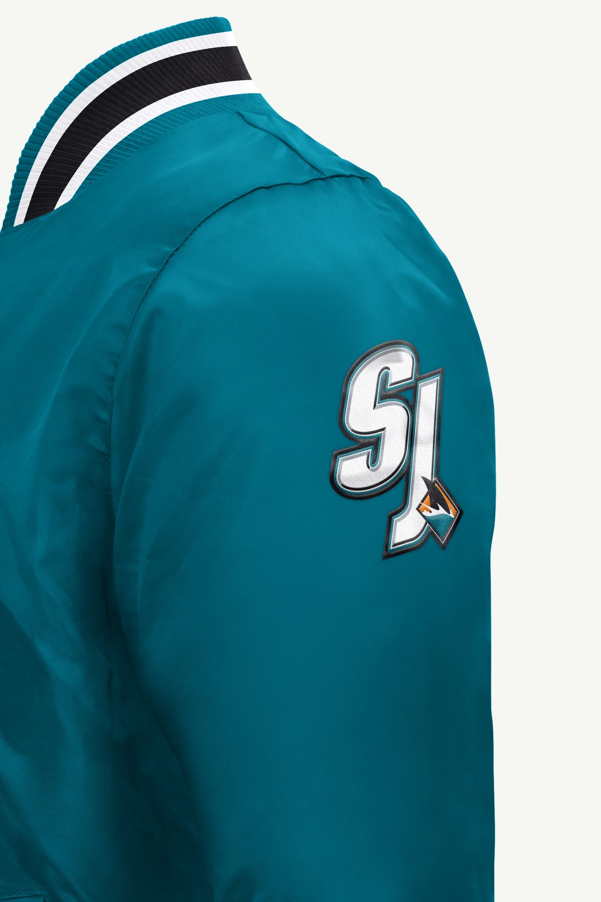 MENS SAN JOSE SHARKS GAME DAY SATIN VARSITY JACKET View 4