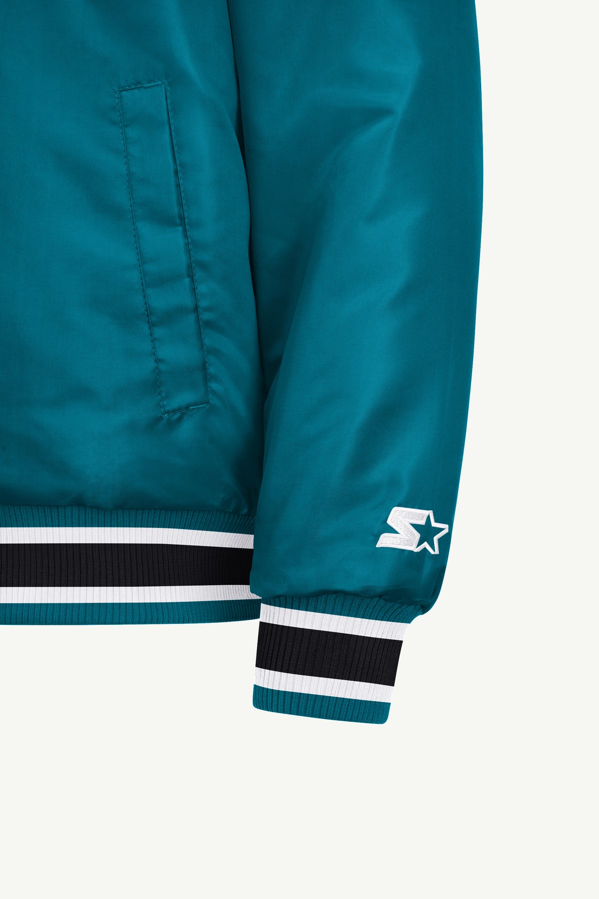 MENS SAN JOSE SHARKS GAME DAY SATIN VARSITY JACKET View 5