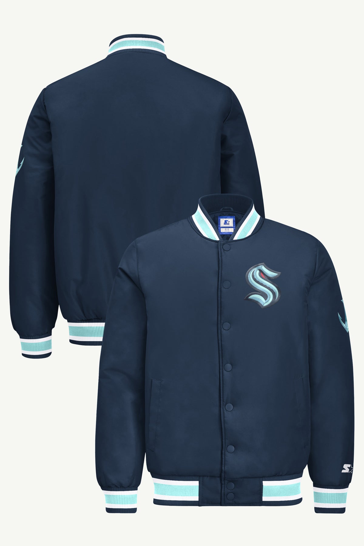 MENS SEATTLE KRAKEN GAME DAY SATIN VARSITY JACKET View 1