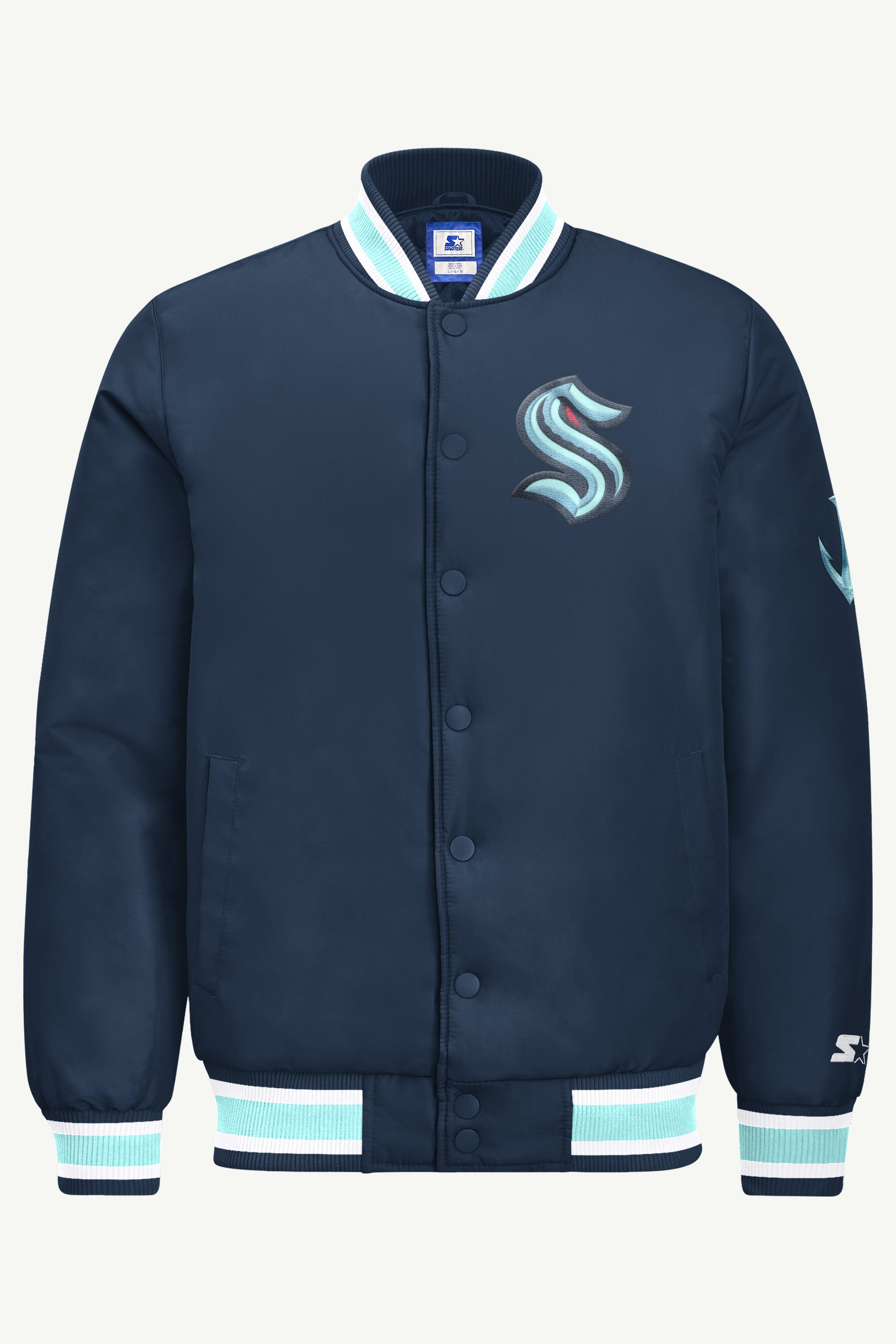 MENS SEATTLE KRAKEN GAME DAY SATIN VARSITY JACKET View 2