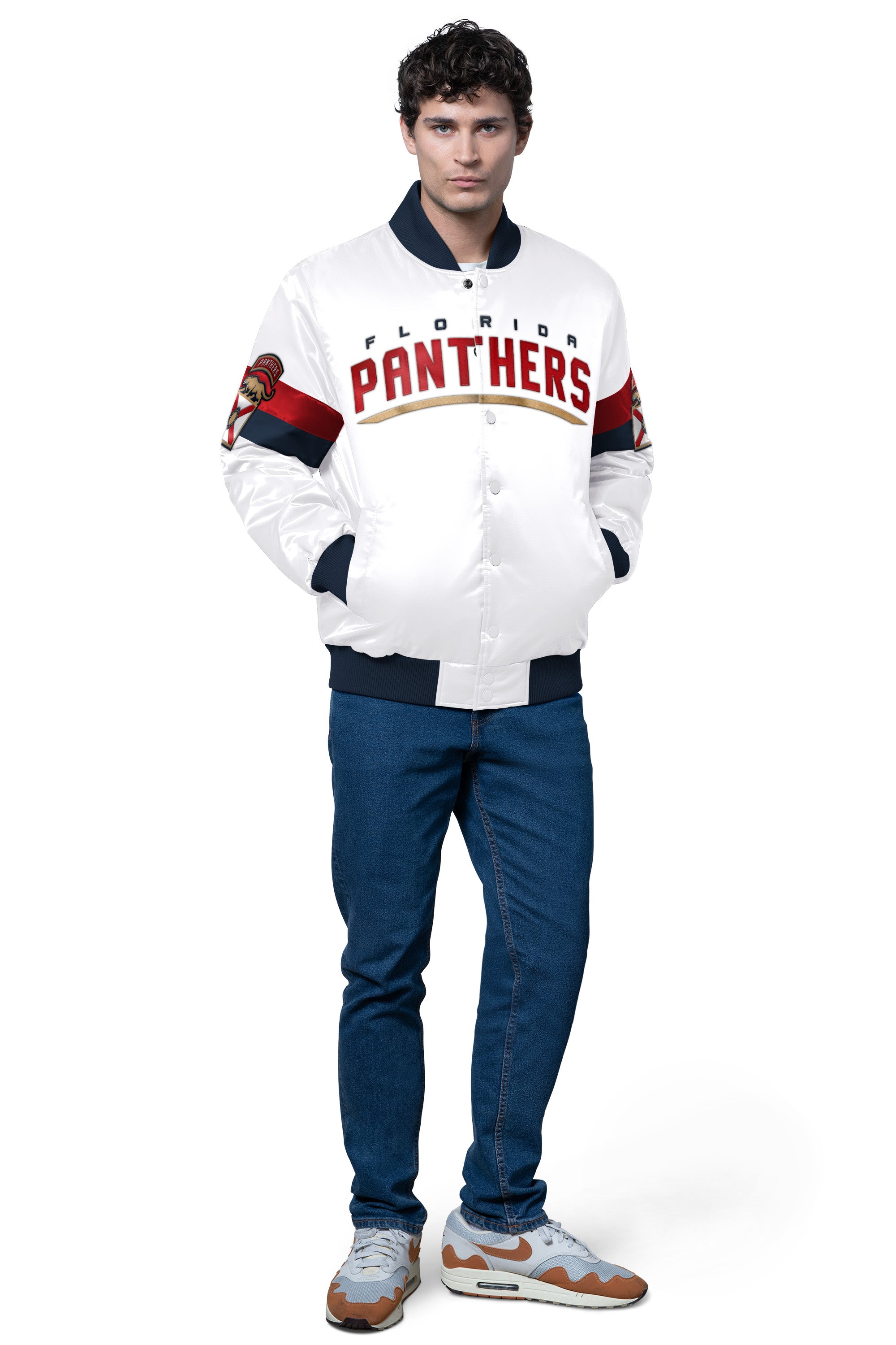 MENS FLORIDA PANTHERS TRIPLE OPTION SATIN VARSITY JACKET View 3 | NHL
