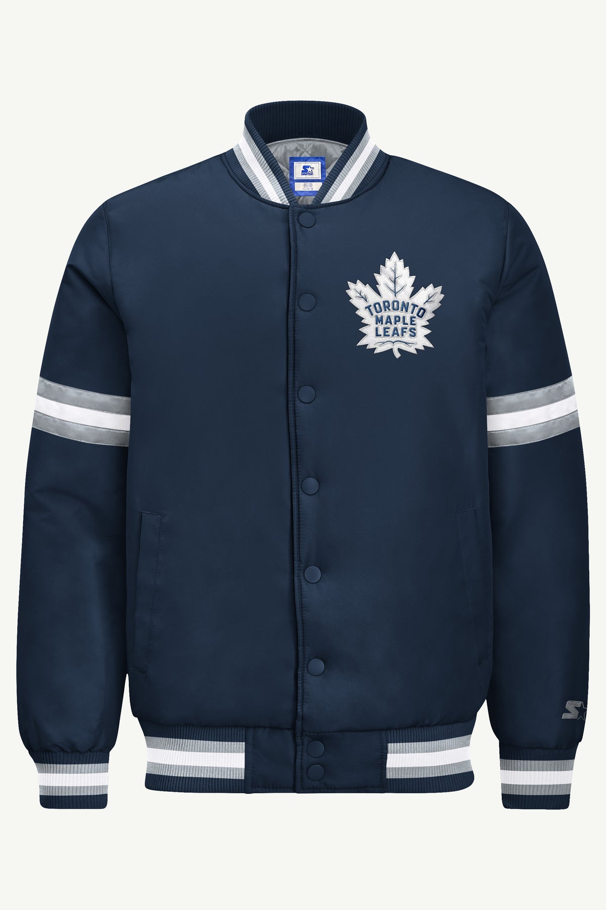 MENS TORONTO MAPLE LEAFS COURTSIDE SATIN VARSITY JACKET View 2