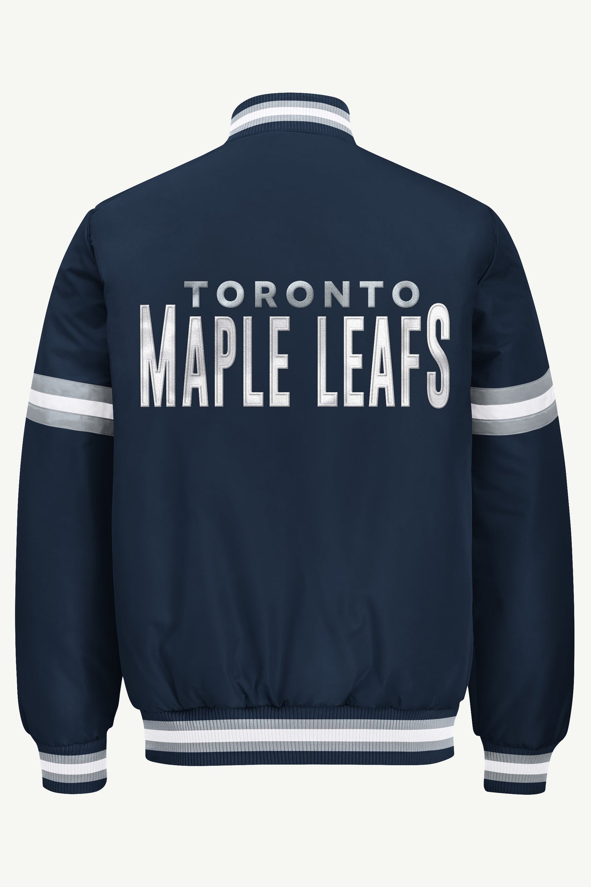 MENS TORONTO MAPLE LEAFS COURTSIDE SATIN VARSITY JACKET View 3