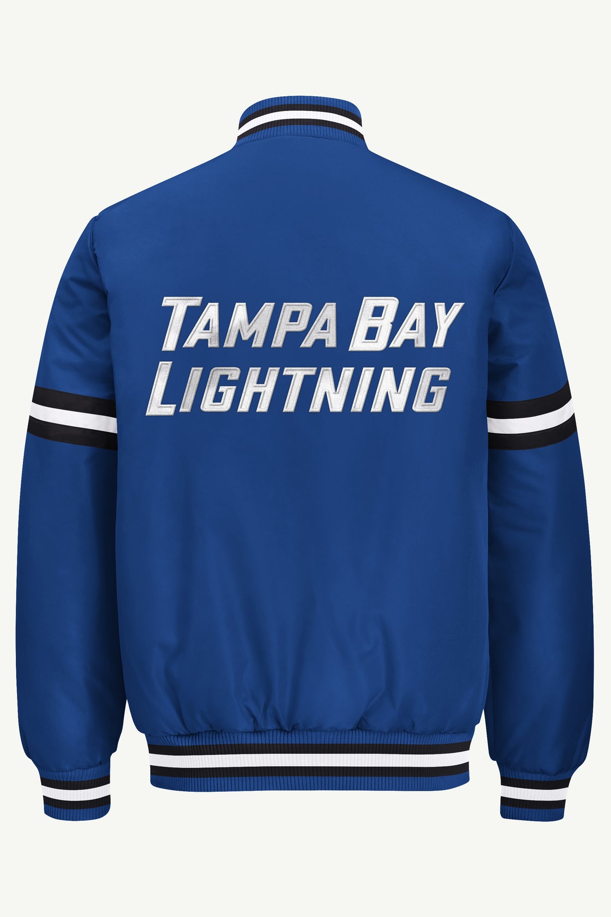 MENS TAMPA BAY LIGHTNING COURTSIDE SATIN VARSITY JACKET View 3