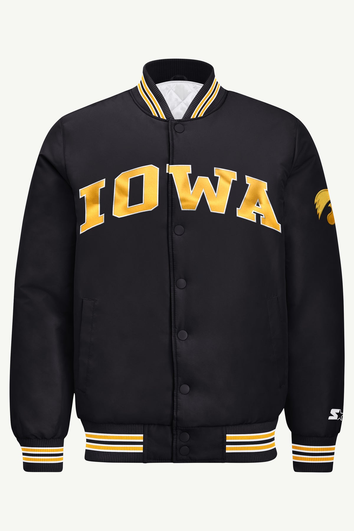 MENS IOWA HAWKEYES SATIN VARSITY JACKET View 2 | New Arrivals