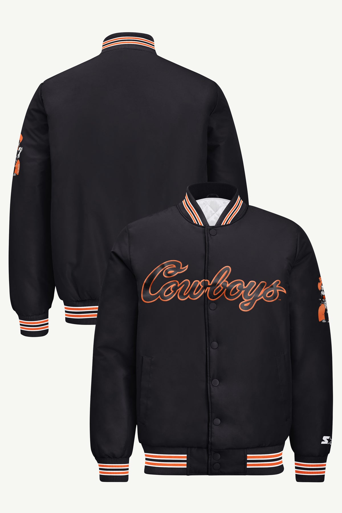 MENS OKLAHOMA STATE COWBOYS SATIN VARSITY JACKET View 1 | New Arrivals