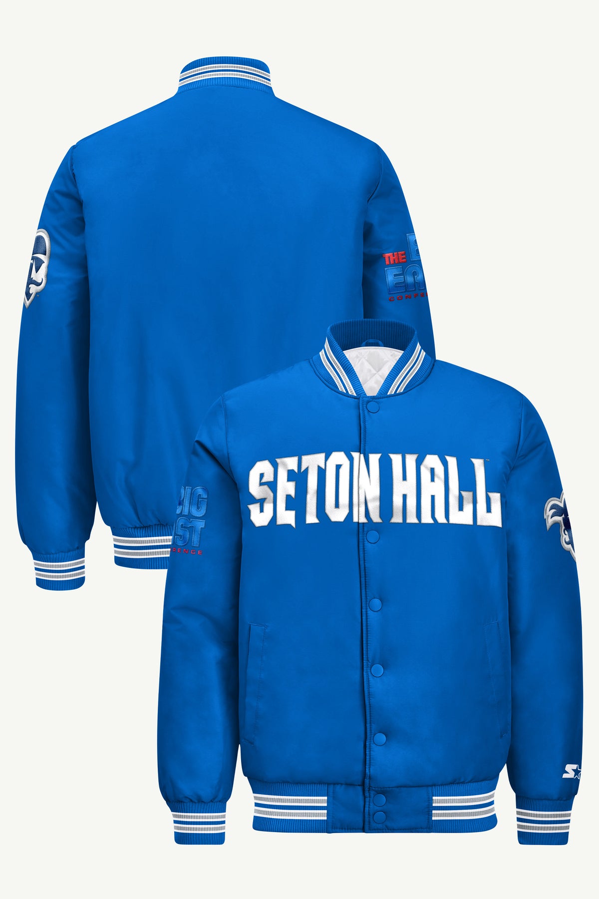 MENS SETON HALL PIRATES SATIN VARSITY JACKET View 1 | New Arrivals