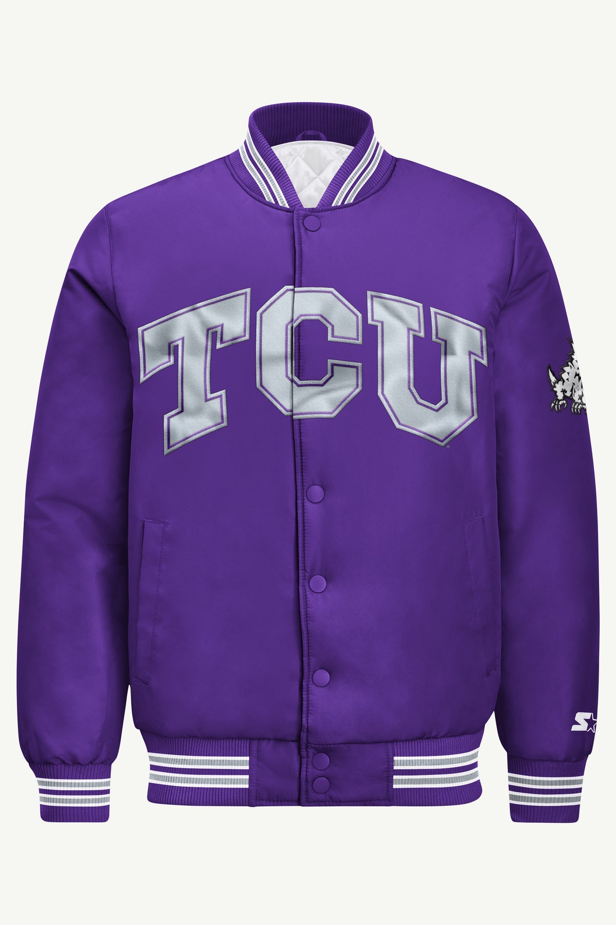 MENS TEXAS CHRISTIAN HORNED FROGS SATIN VARSITY JACKET View 2 | New Arrivals