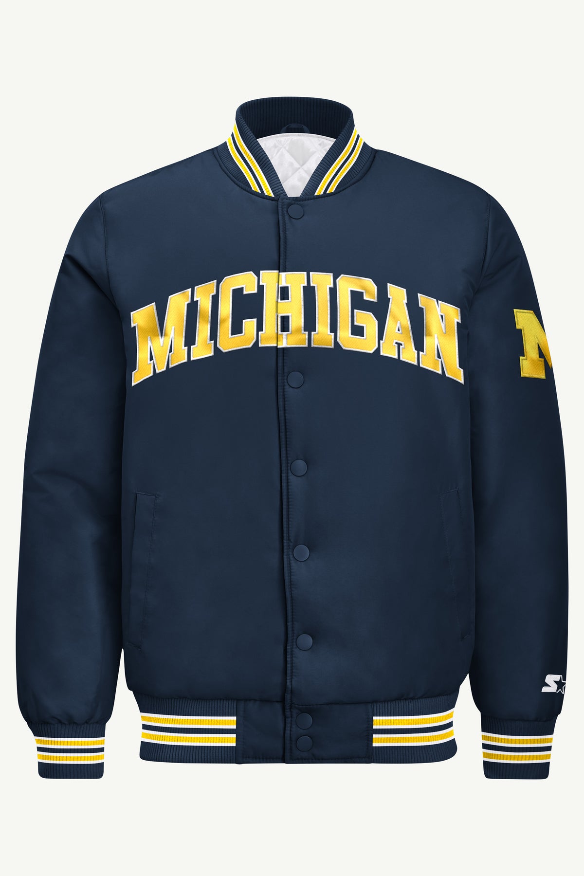 MENS MICHIGAN WOLVERINES SATIN VARSITY JACKET View 2 | Women's New Arrivals