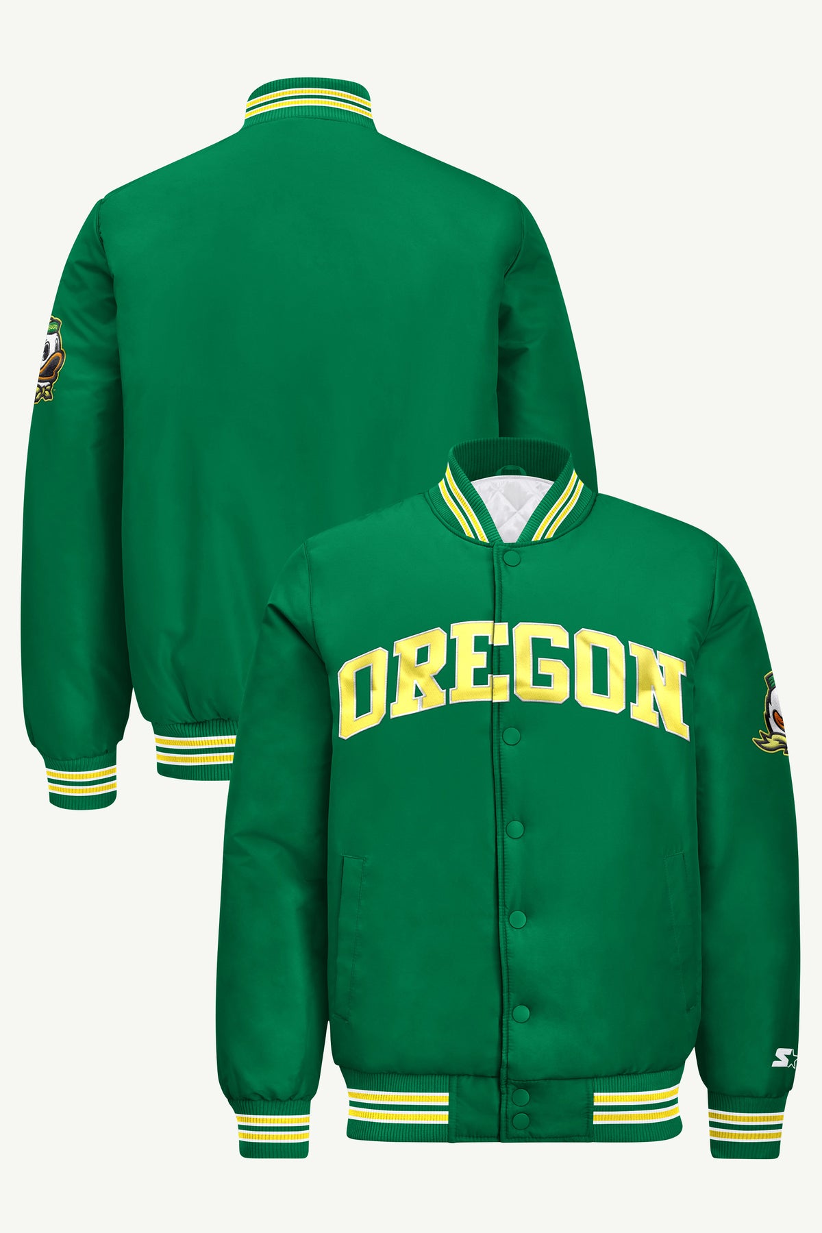 MENS OREGON DUCKS SATIN VARSITY JACKET View 1 | New Arrivals