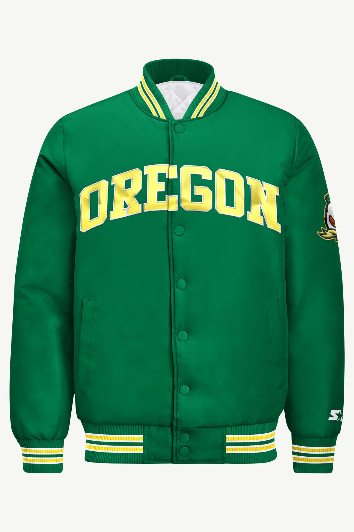 MENS OREGON DUCKS SATIN VARSITY JACKET View 2 | New Arrivals