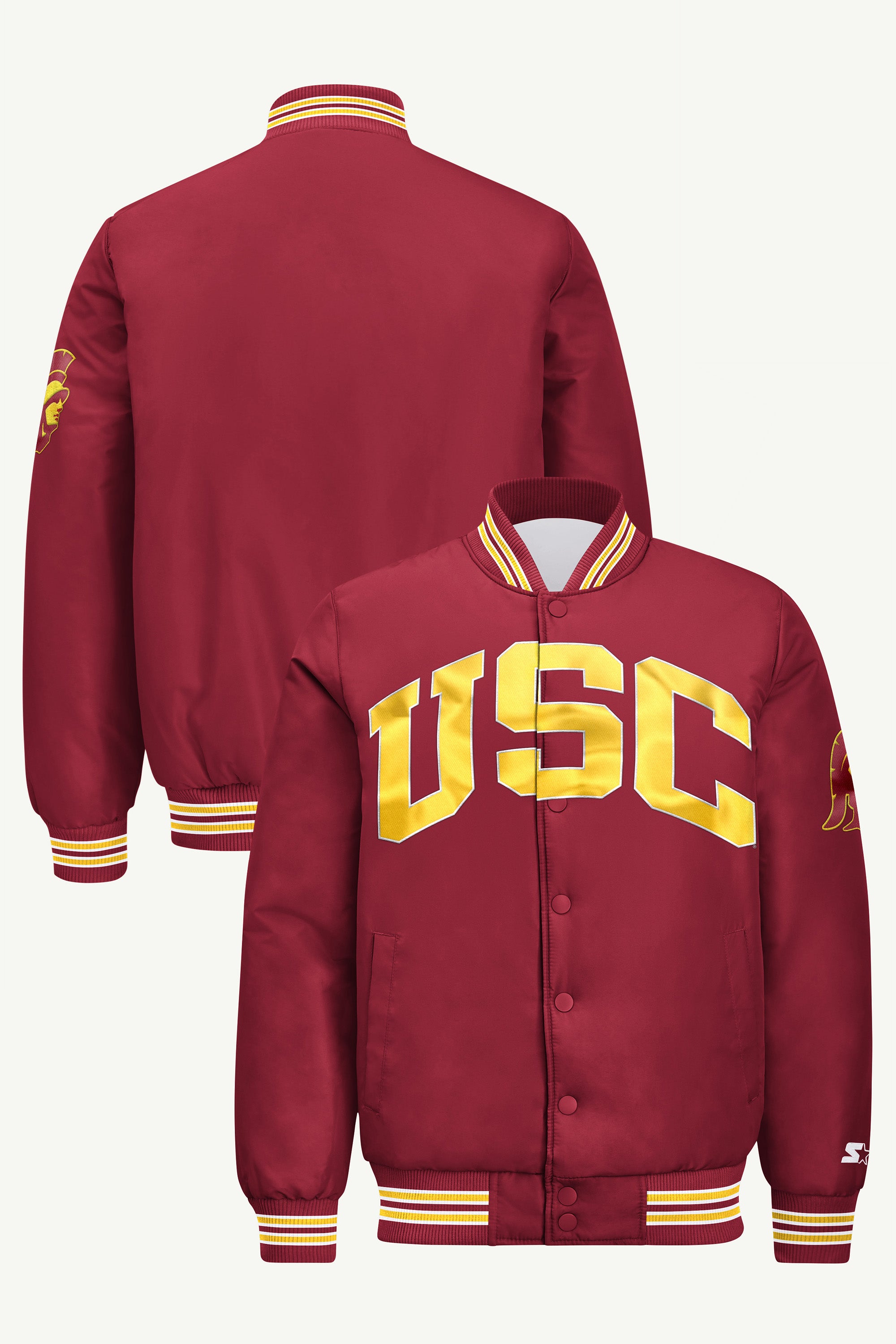 MENS SOUTHERN CALIFORNIA TROJANS SATIN VARSITY JACKET View 1