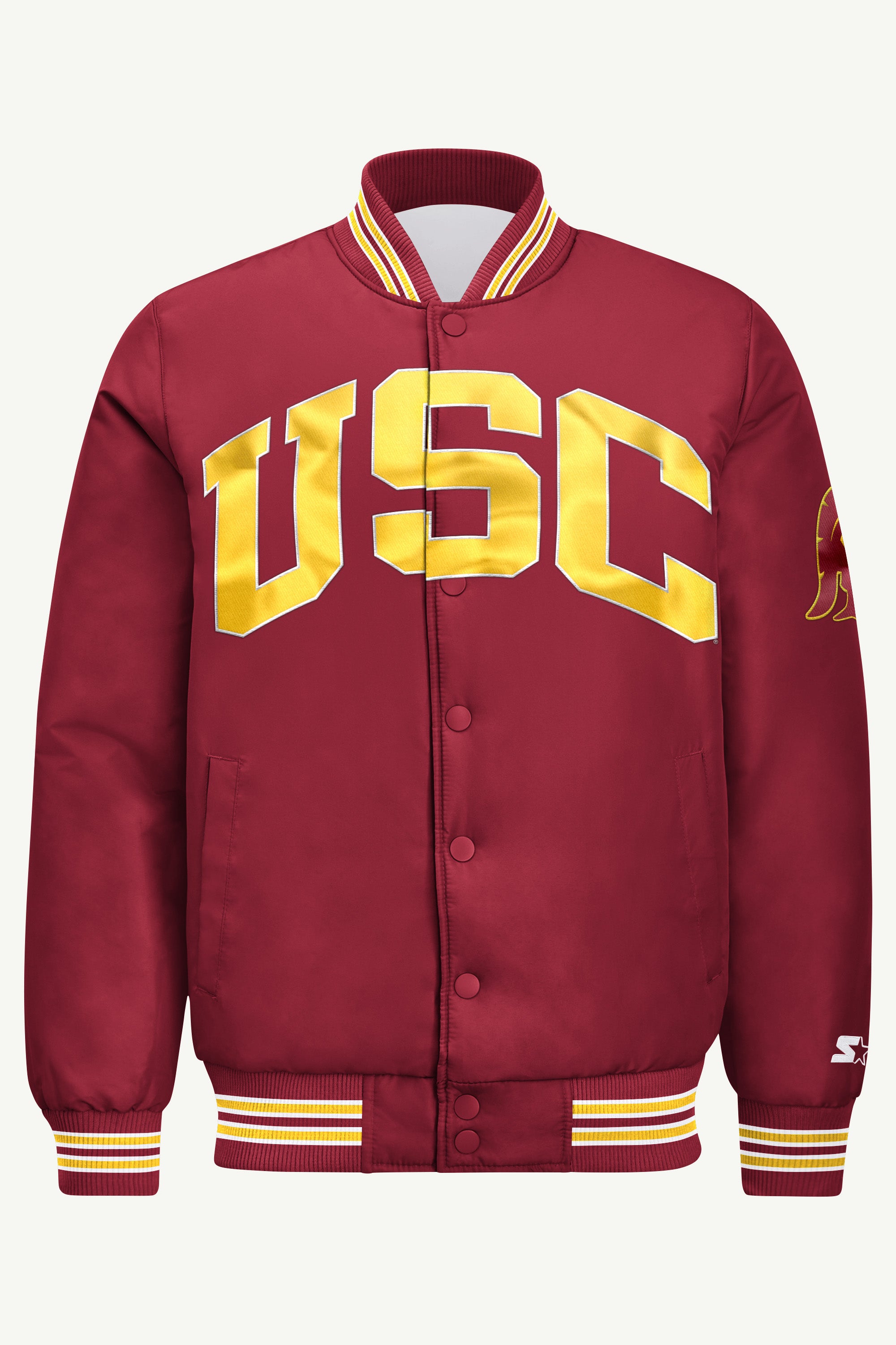 MENS SOUTHERN CALIFORNIA TROJANS SATIN VARSITY JACKET View 2