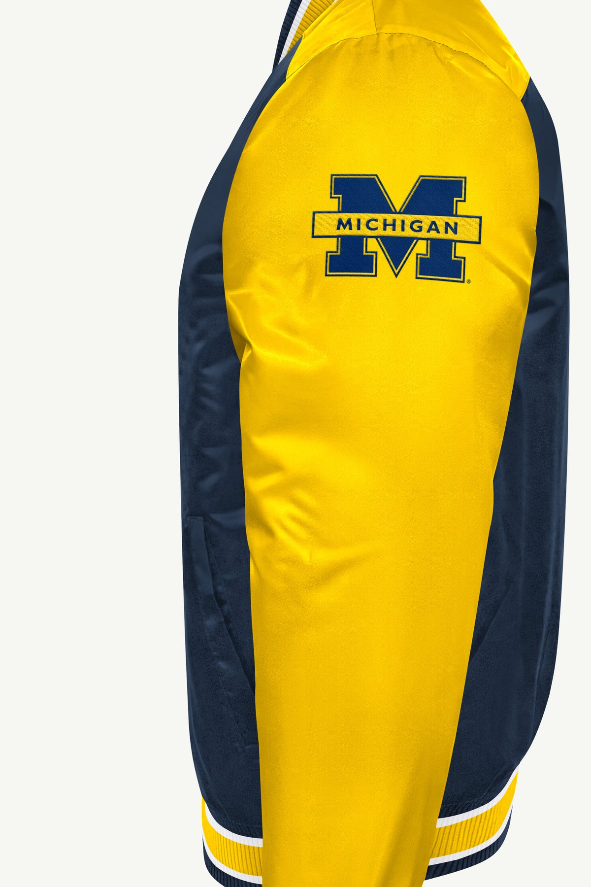 MENS MICHIGAN WOLVERINES BIG FAN SATIN VARSITY JACKET View 5