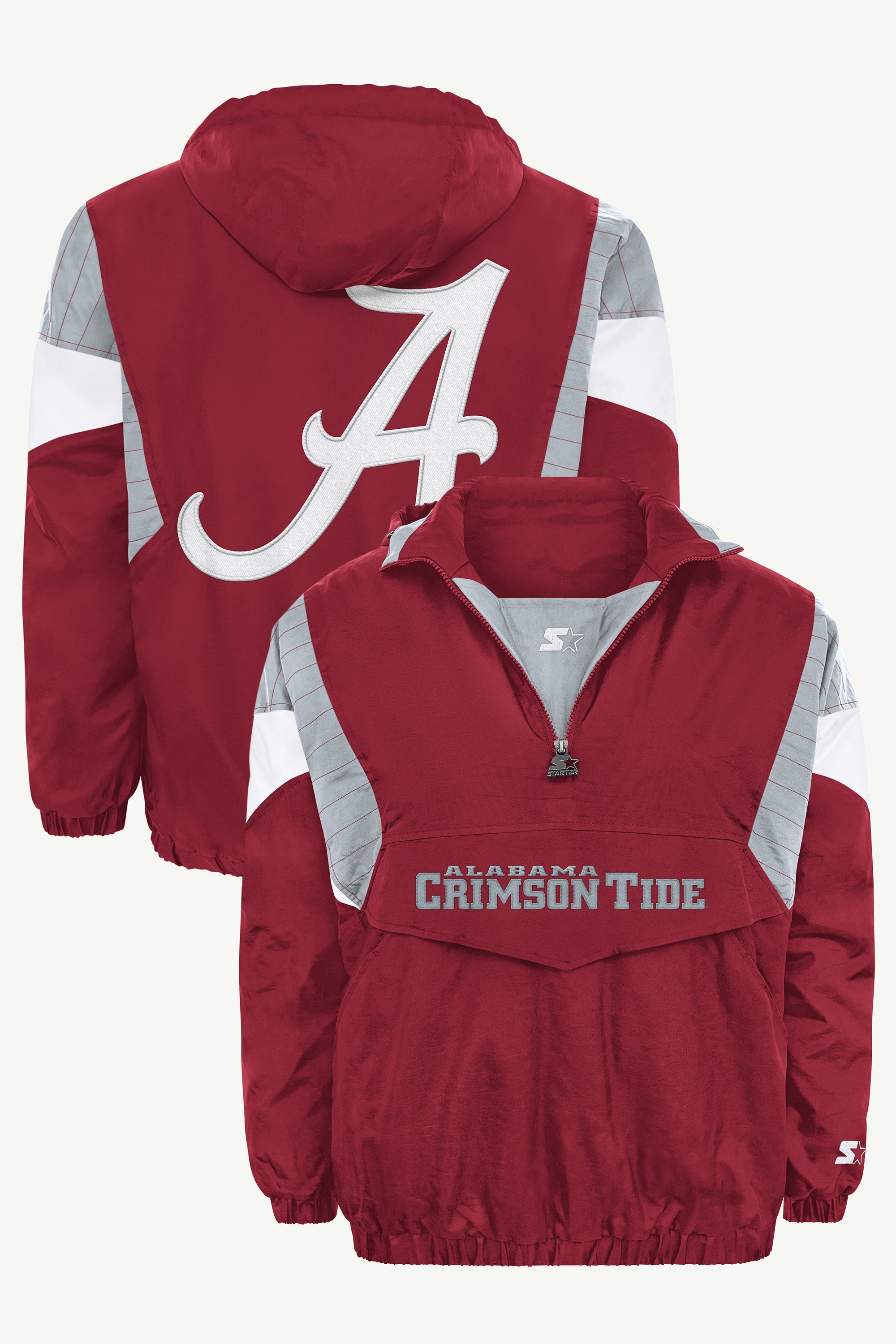 MENS ALABAMA CRIMSON TIDE THROWBACK HALF ZIP HOODED JACKET View 1