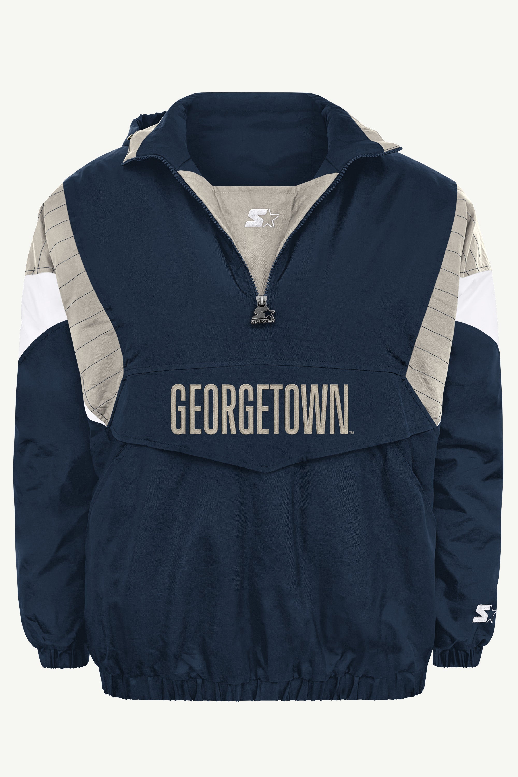 MENS GEORGETOWN HOYAS THROWBACK HALF ZIP HOODED JACKET View 2