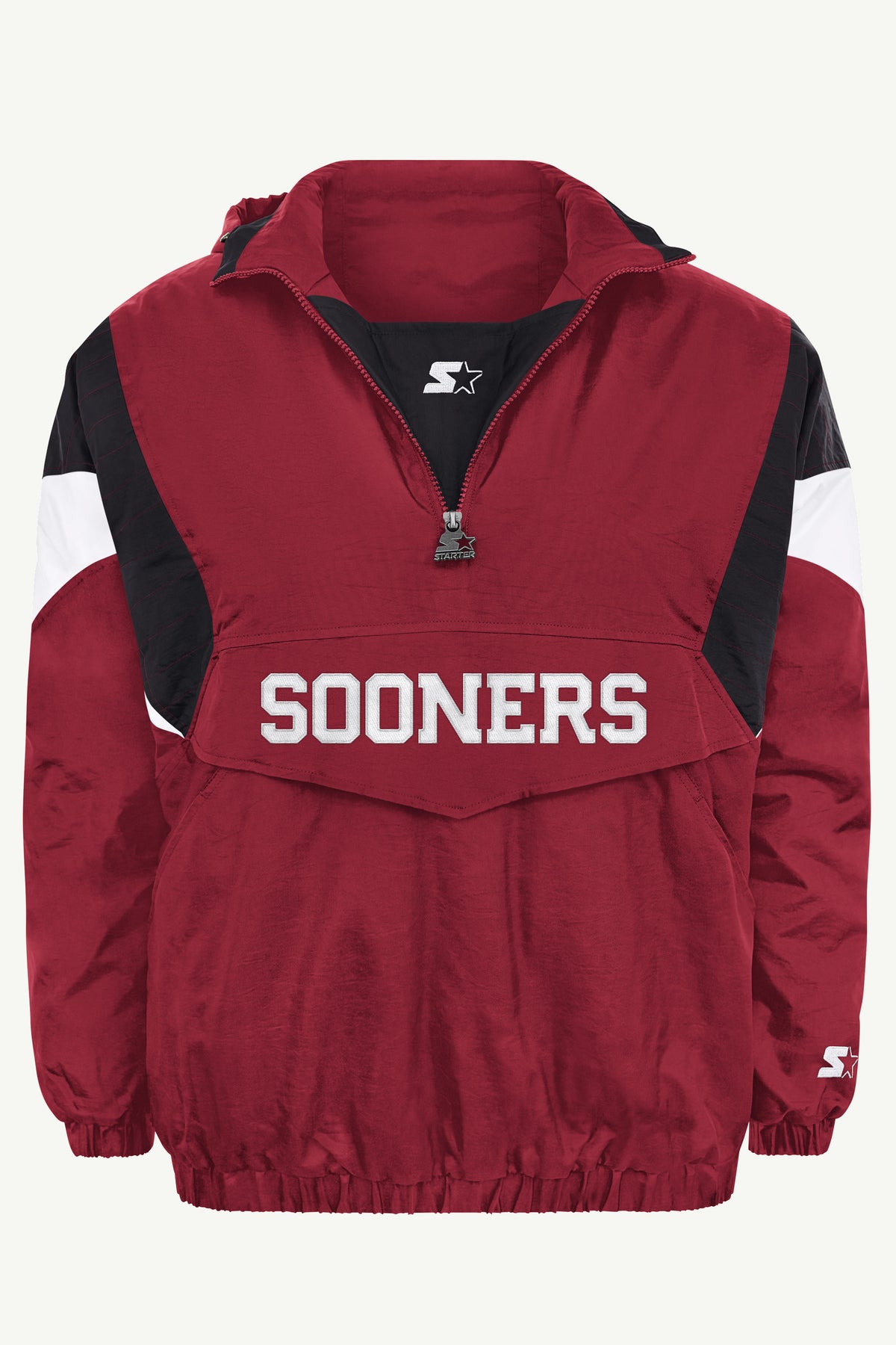 MENS OKLAHOMA SOONERS THROWBACK HALF ZIP HOODED JACKET View 2