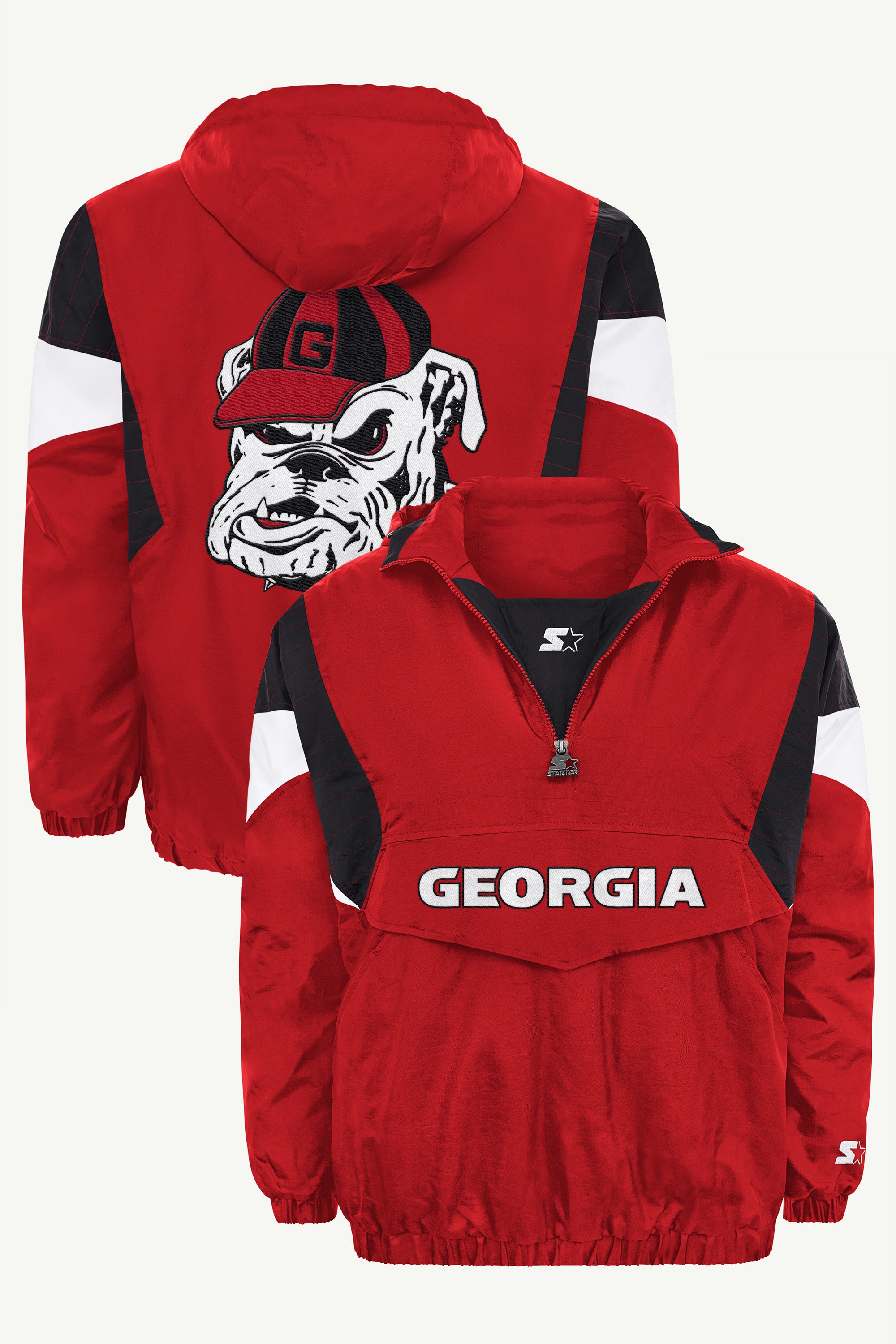 MENS GEORGIA BULLDOGS THROWBACK HALF ZIP HOODED JACKET View 1