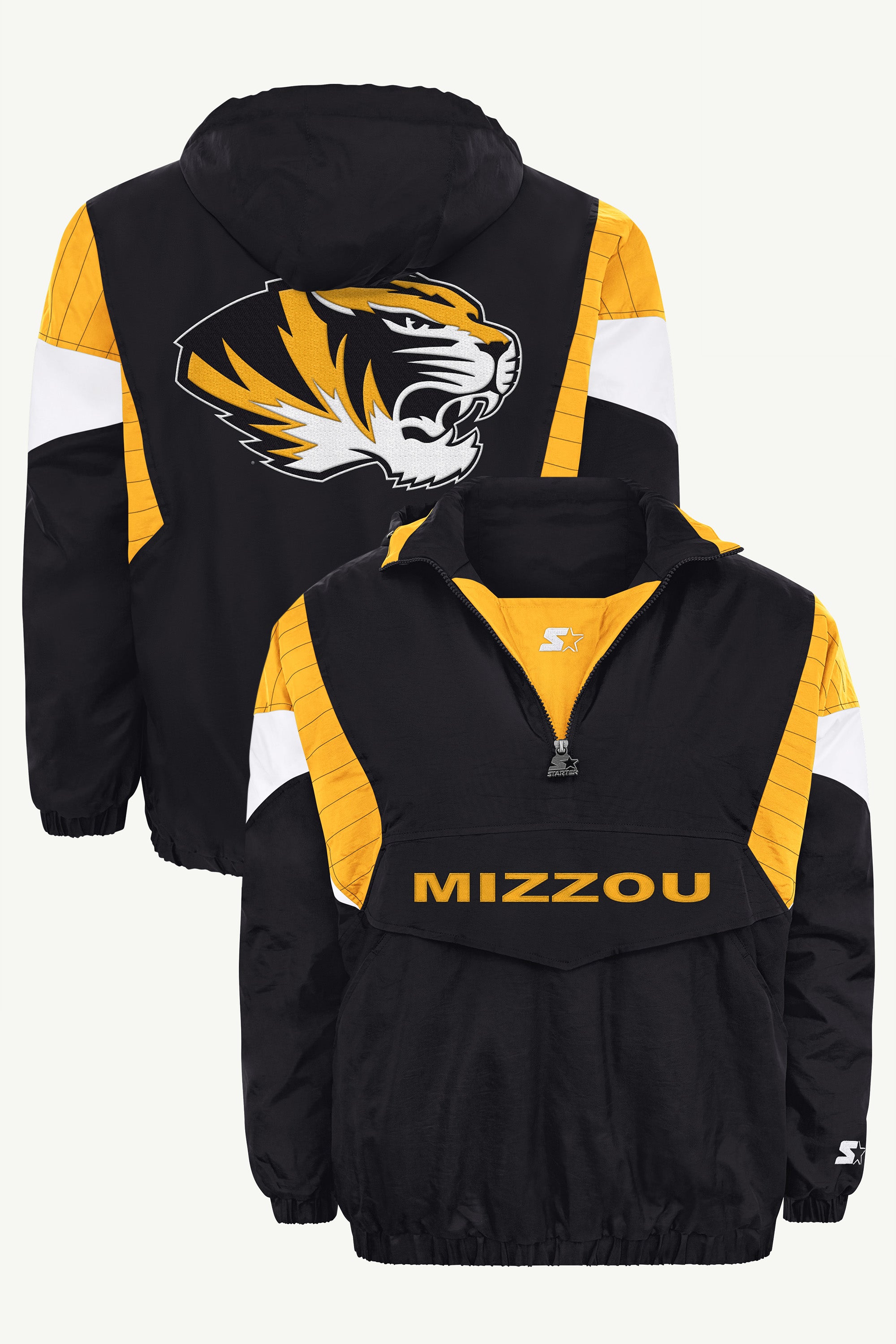 MENS MISSOURI TIGERS THROWBACK HALF ZIP HOODED JACKET View 1