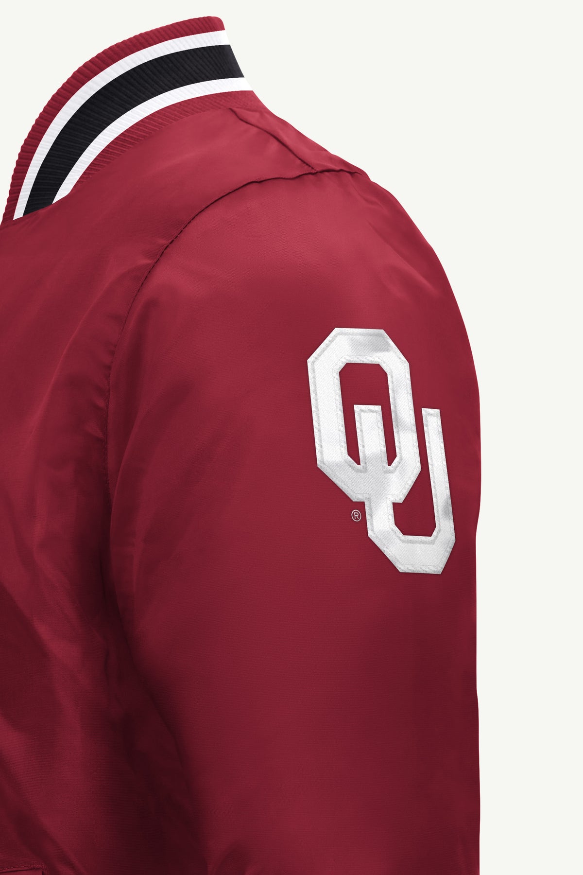 MENS OKLAHOMA SOONERS ACROSS SATIN VARSITY JACKET View 4
