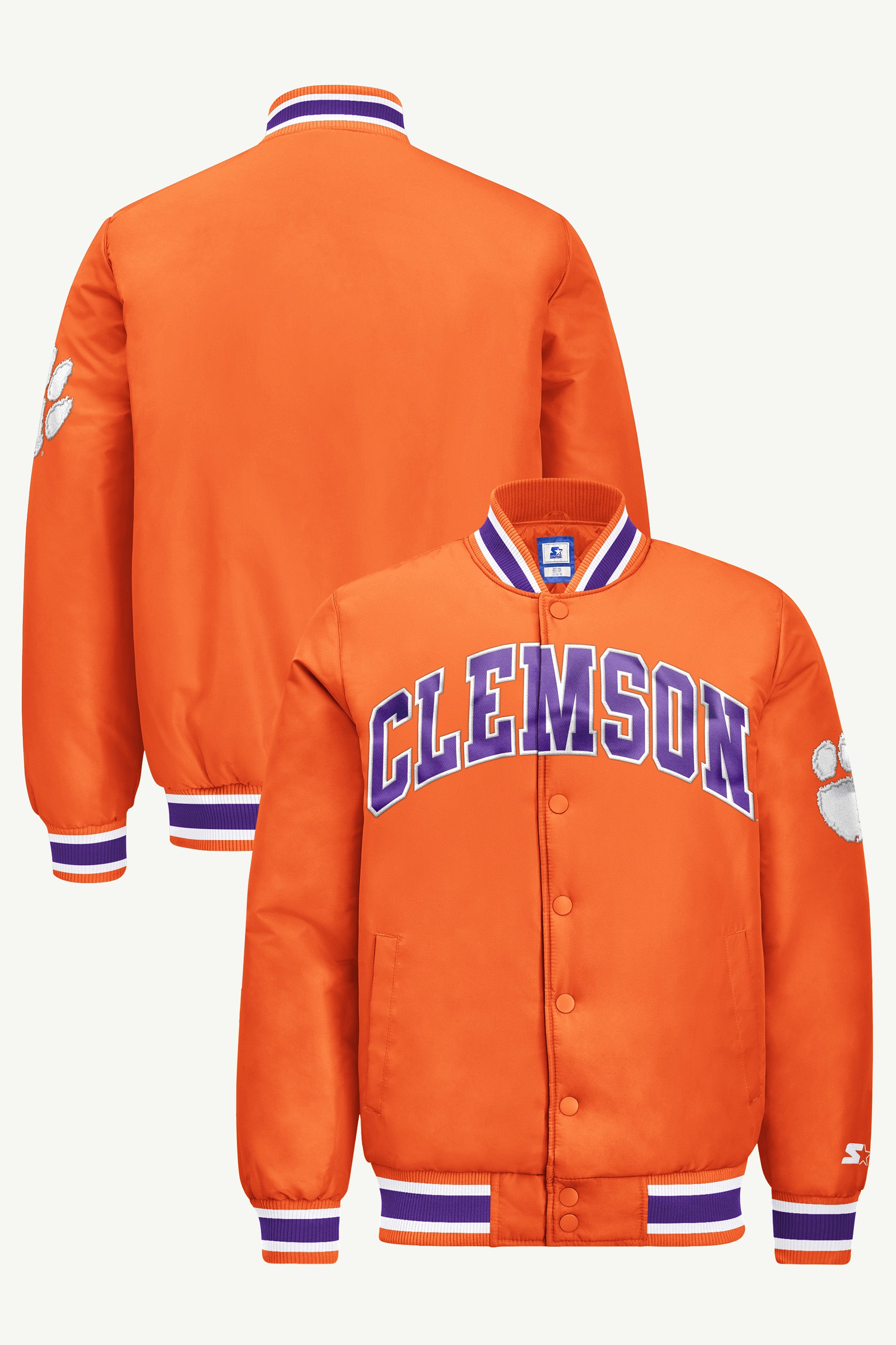 MENS CLEMSON TIGERS ACROSS SATIN VARSITY JACKET View 1