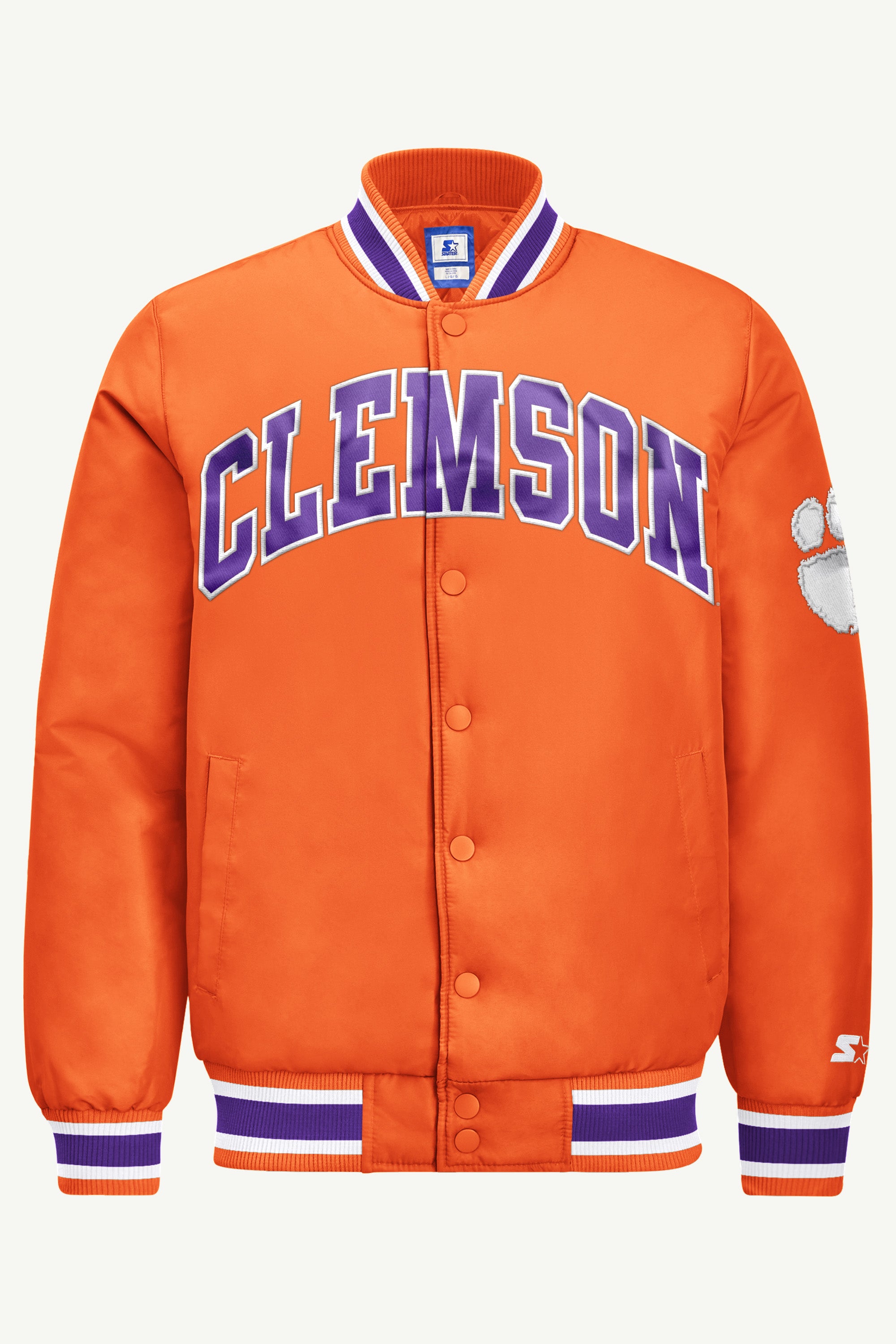 MENS CLEMSON TIGERS ACROSS SATIN VARSITY JACKET View 2