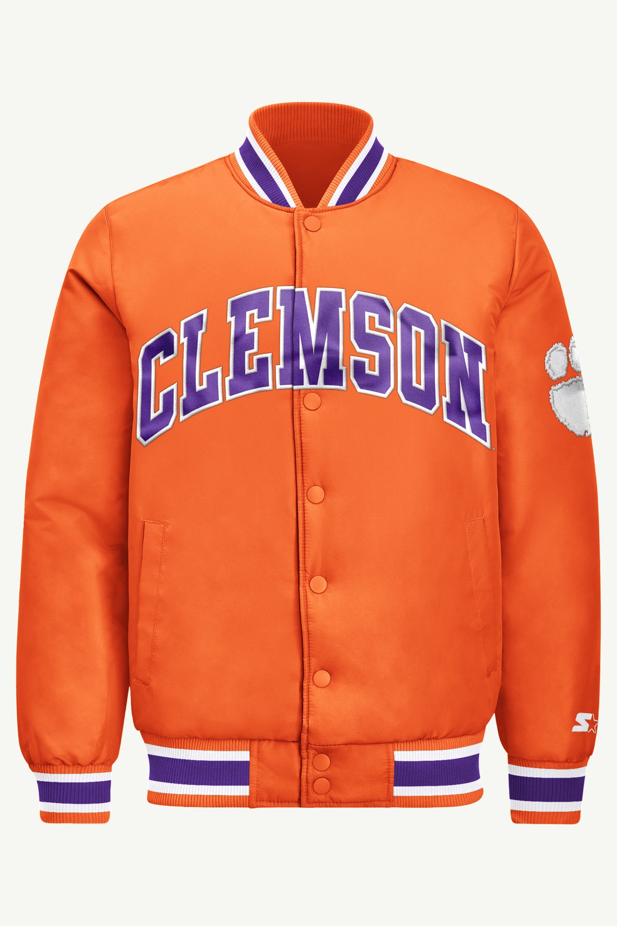 MENS CLEMSON TIGERS ACROSS SATIN VARSITY JACKET View 2
