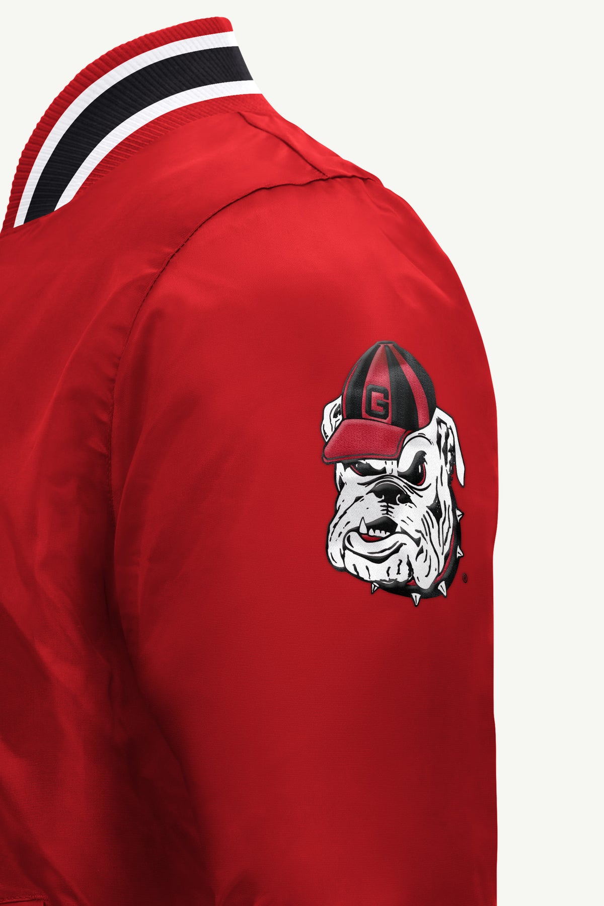 MENS GEORGIA BULLDOGS ACROSS SATIN VARSITY JACKET View 4