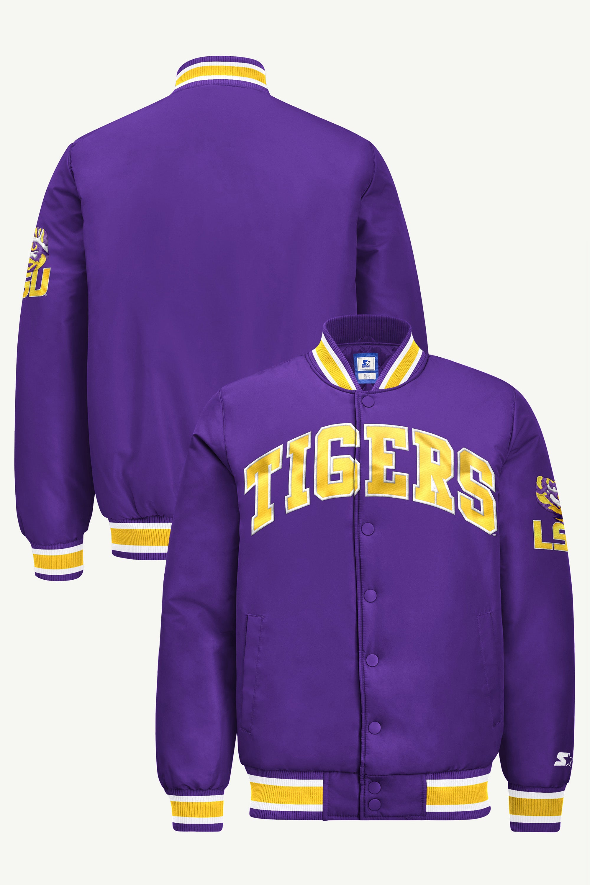 MENS LOUISIANA STATE FIGHTING ACROSS SATIN VARSITY JACKET View 1