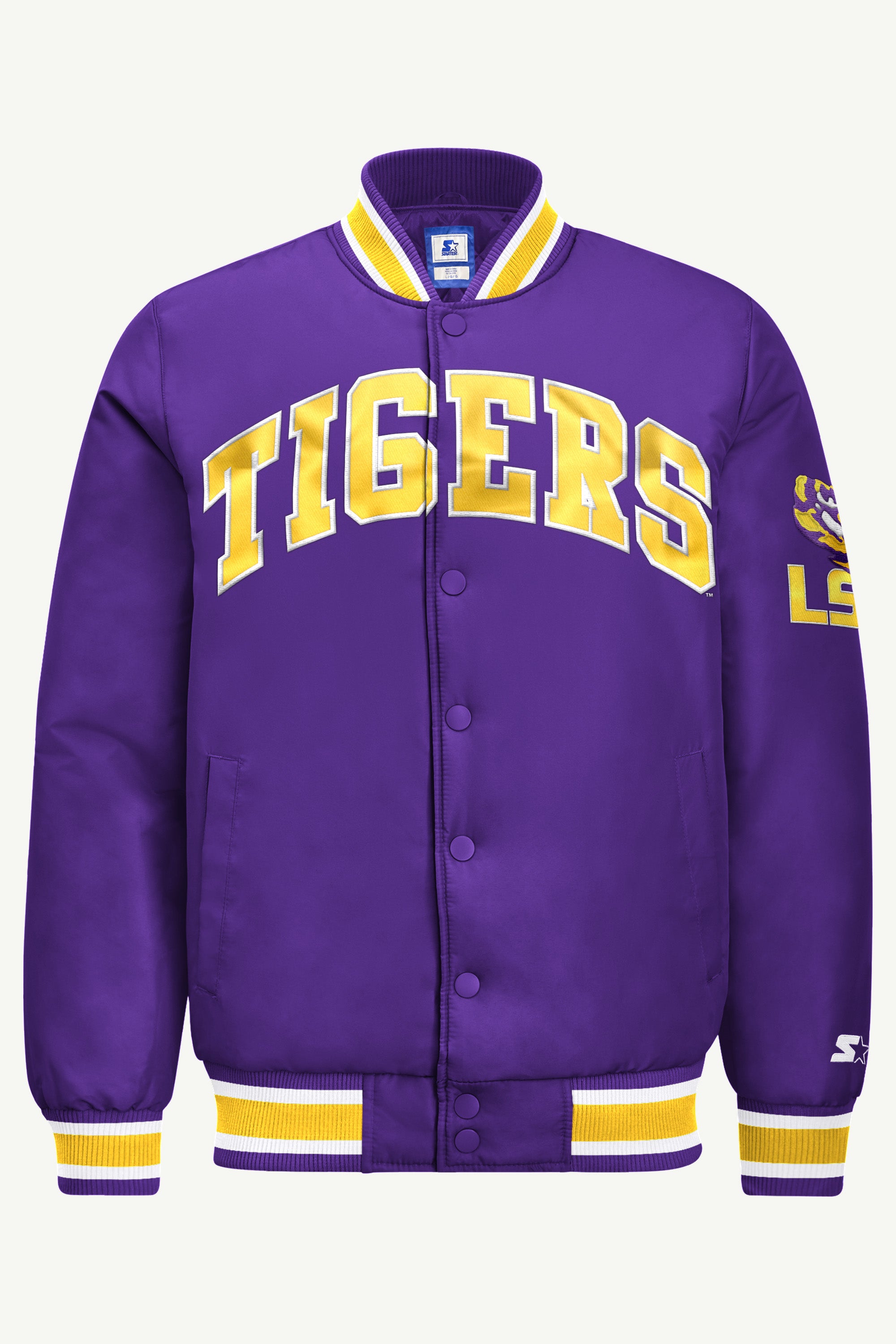 MENS LOUISIANA STATE FIGHTING ACROSS SATIN VARSITY JACKET View 2