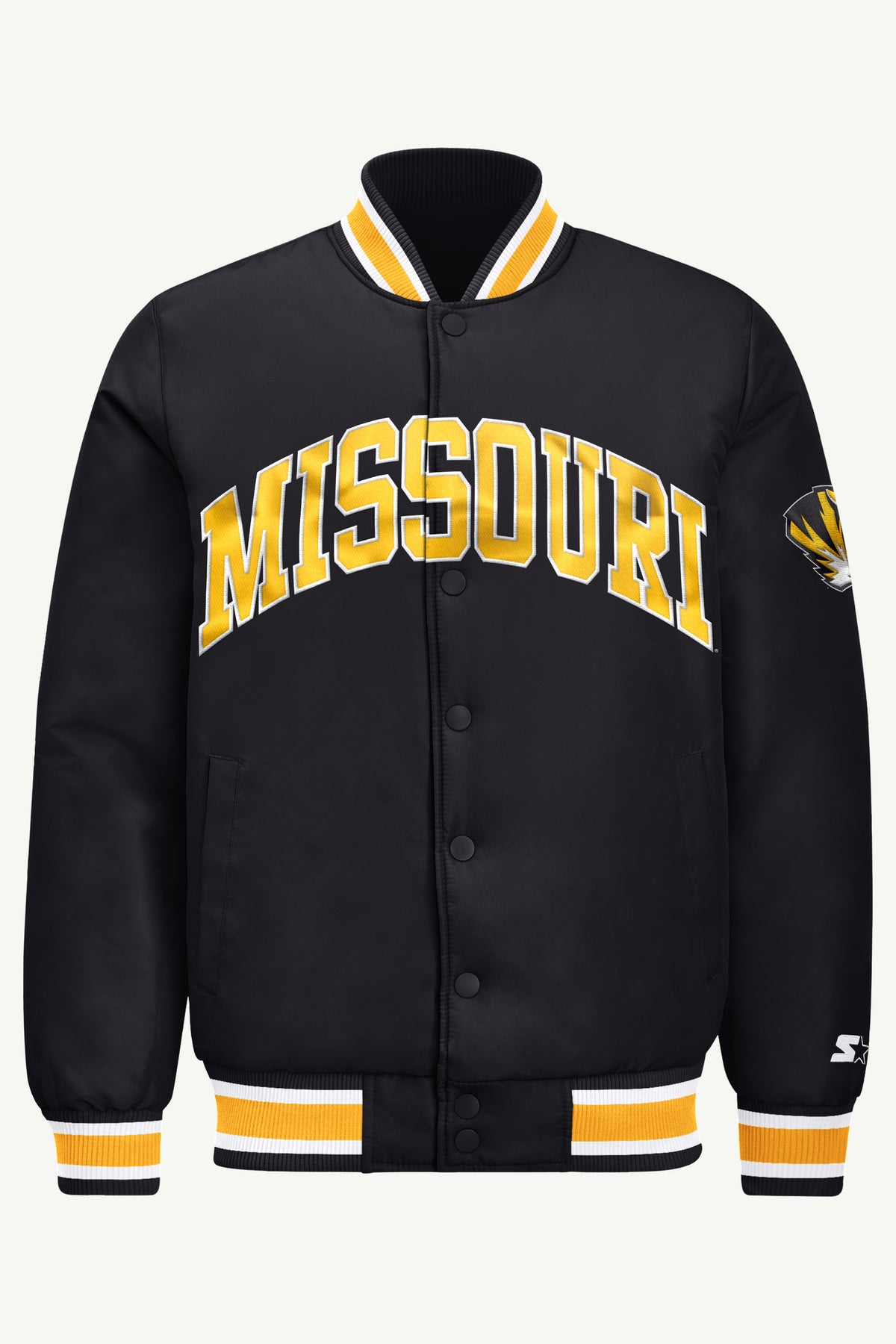 MENS MISSOURI TIGERS ACROSS SATIN VARSITY JACKET View 2 | Men's Starter Jackets