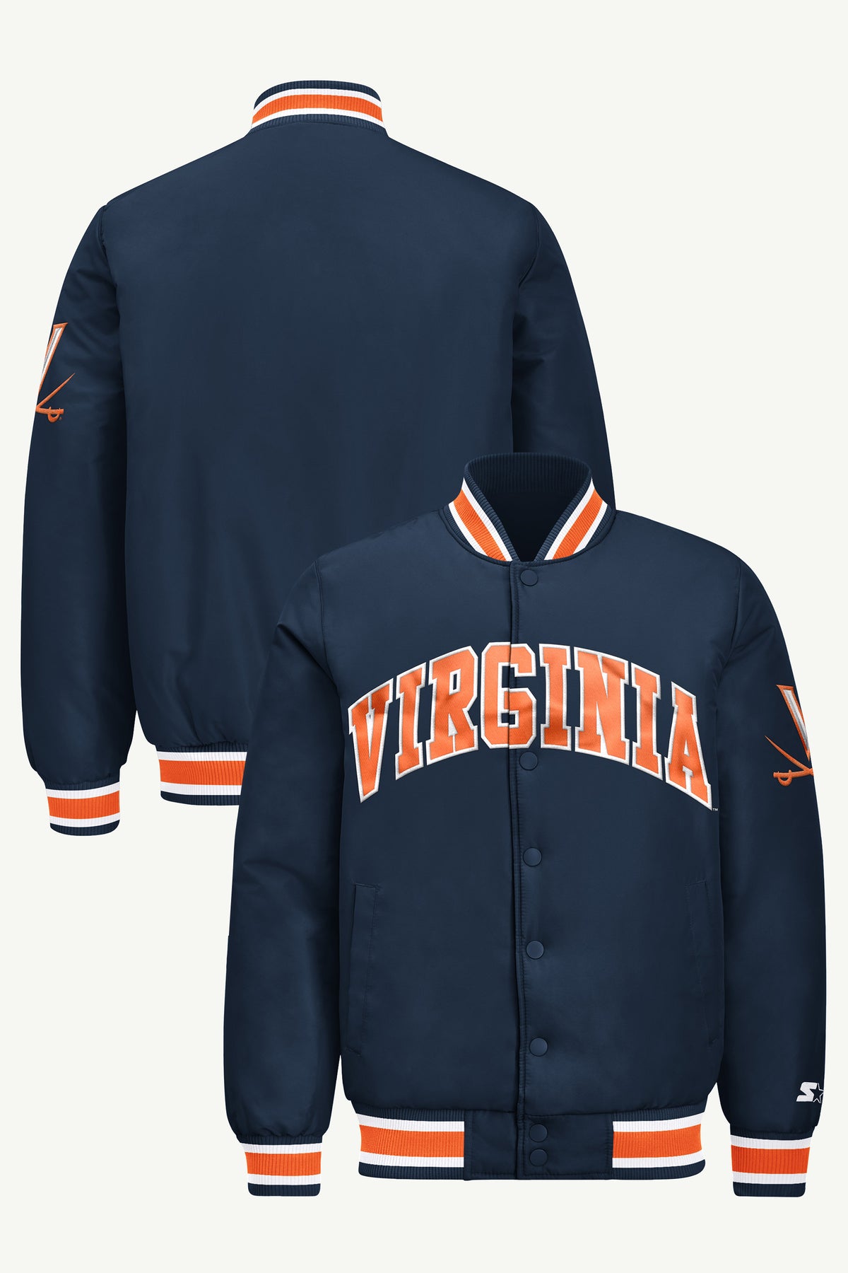 MENS VIRGINIA CAVALIERS ACROSS SATIN VARSITY JACKET View 1