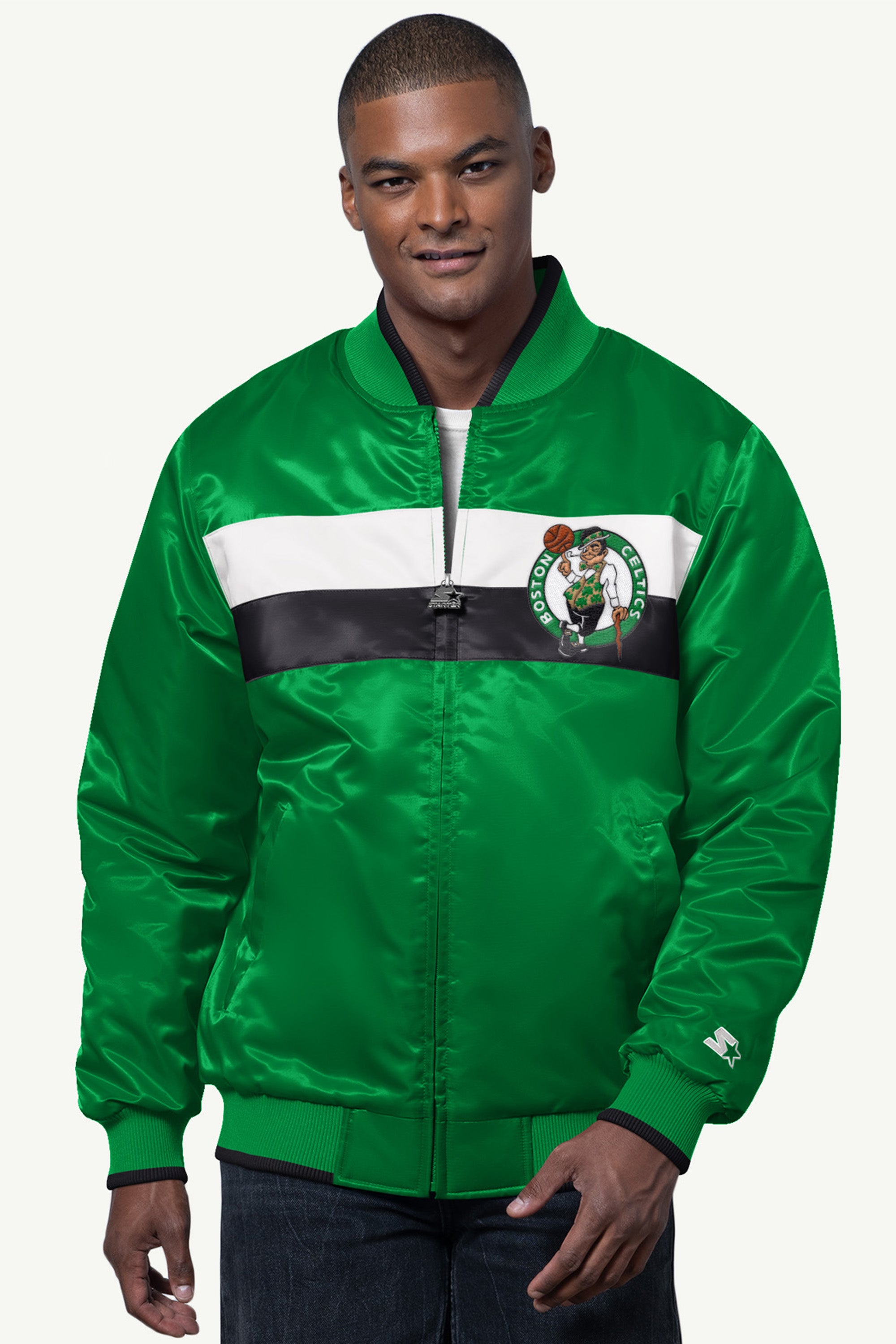 MENS BOSTON CELTICS AMBASSADOR SATIN VARSITY JACKET View 1 | Starter Jackets