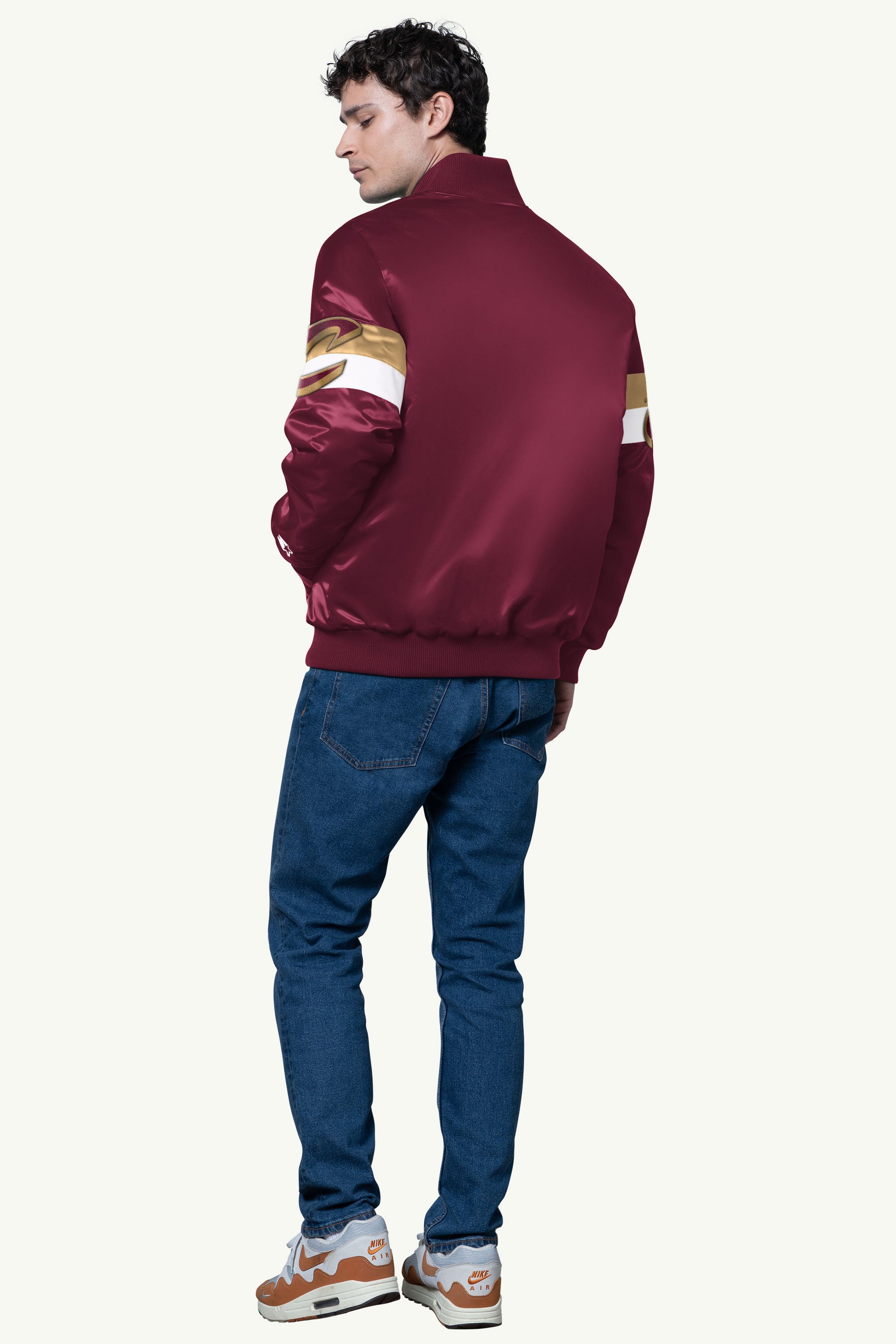 MENS CLEVELAND CAVALIERS TRIPLE OPTION SATIN VARSITY JACKET View 2 | NBA