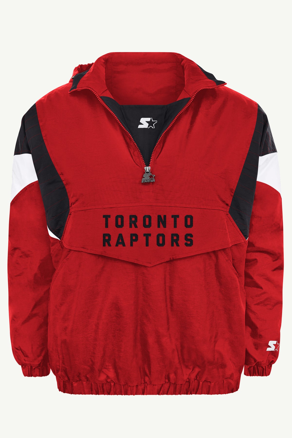 MENS TORONTO RAPTORS THROWBACK HALF ZIP HOODED JACKET View 2