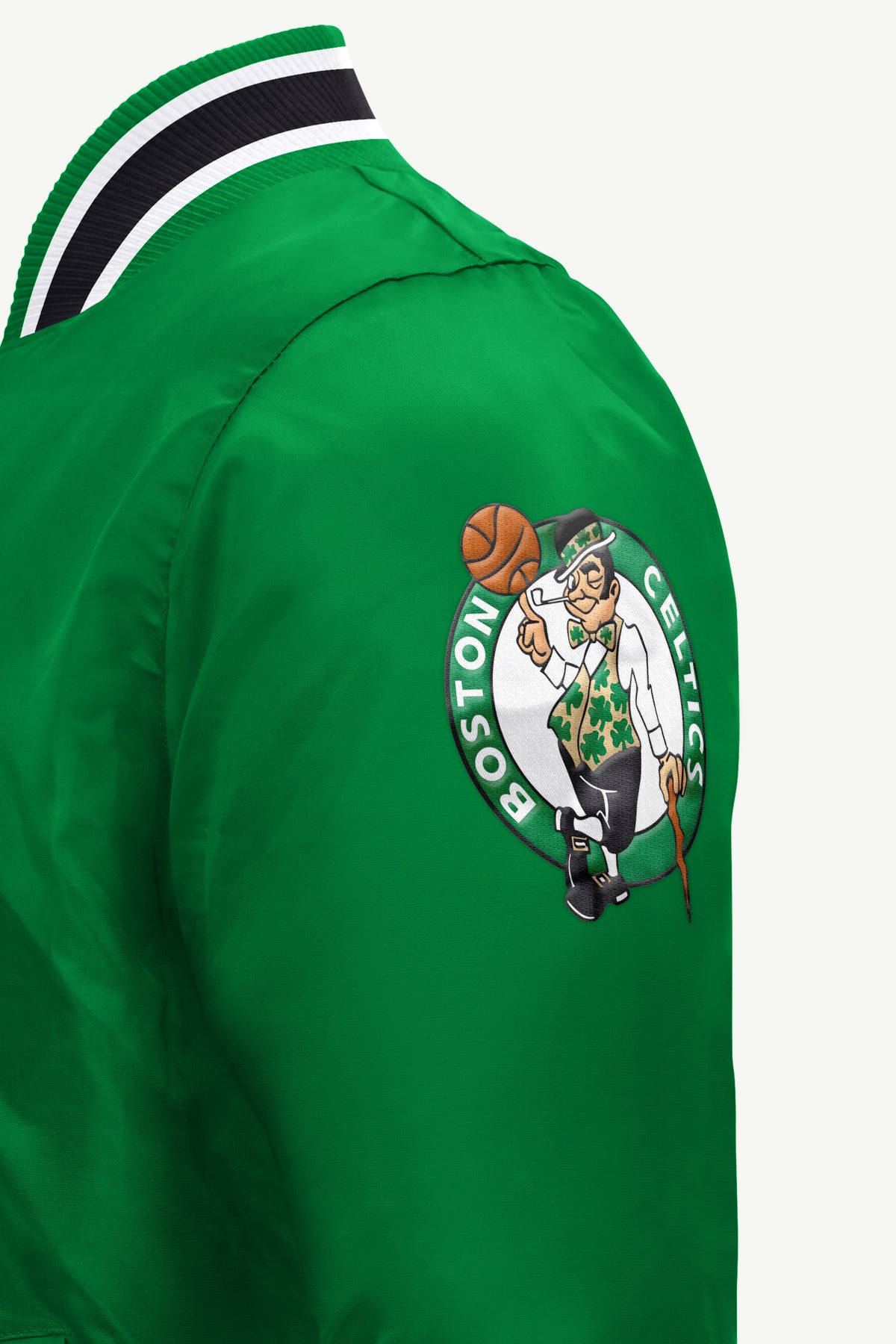 MENS BOSTON CELTICS ACROSS SATIN VARSITY JACKET View 4