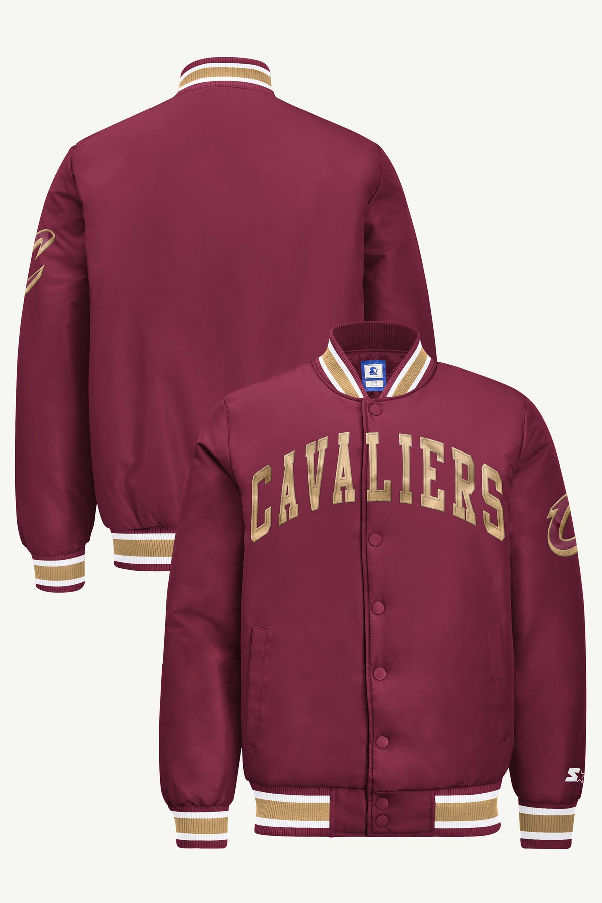 MENS CLEVELAND CAVALIERS ACROSS SATIN VARSITY JACKET View 1