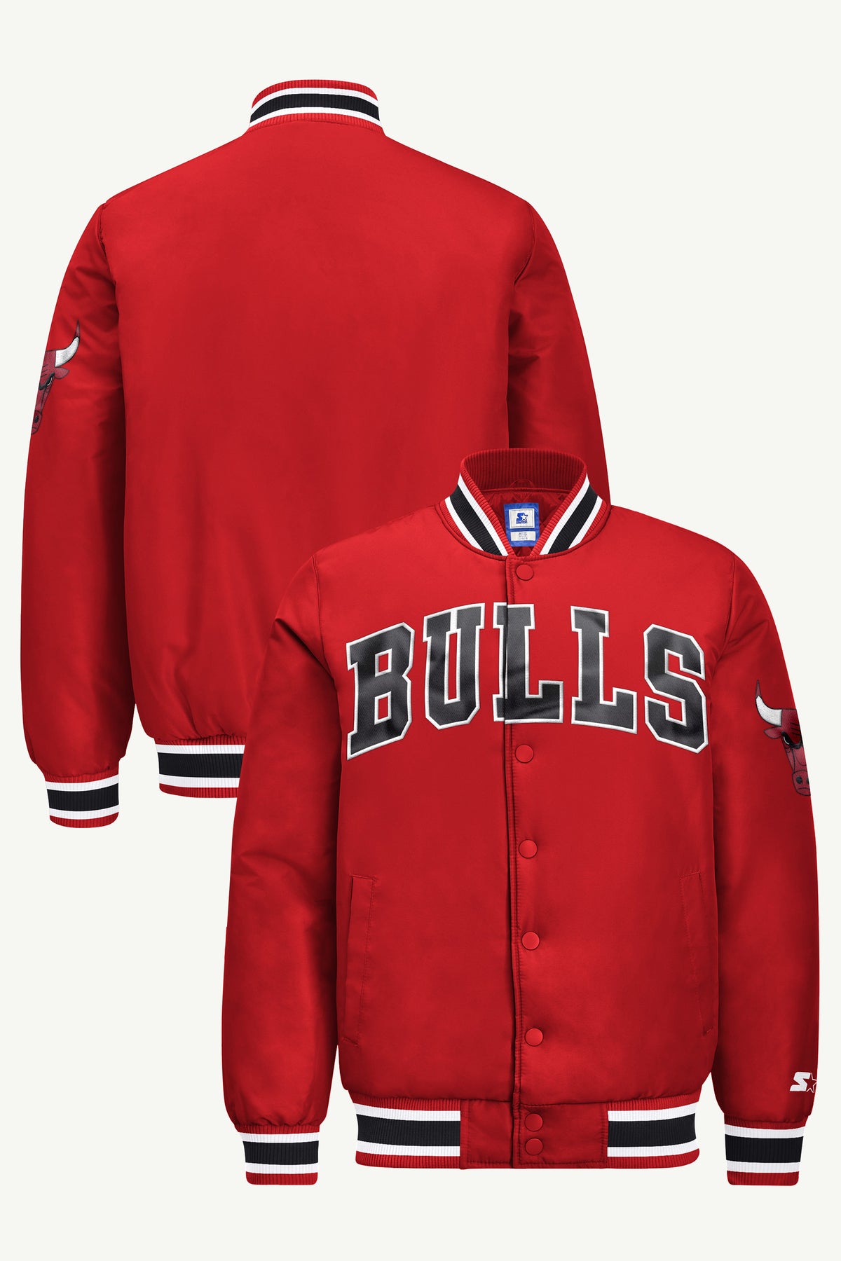 MENS CHICAGO BULLS ACROSS SATIN VARSITY JACKET View 1